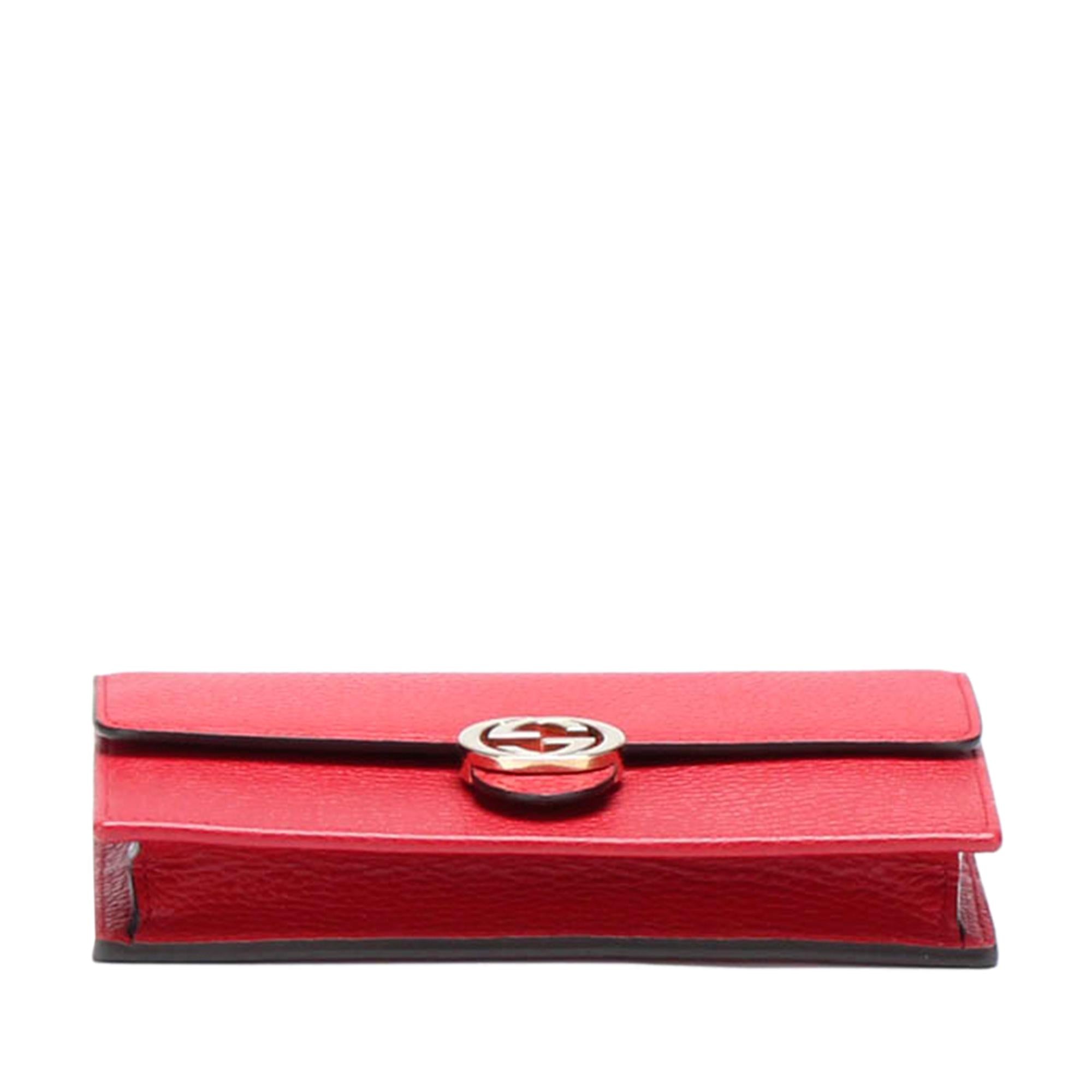 Gucci Interlocking G Chain Leather Wallet on Chain (SHG-Y5MFig)
