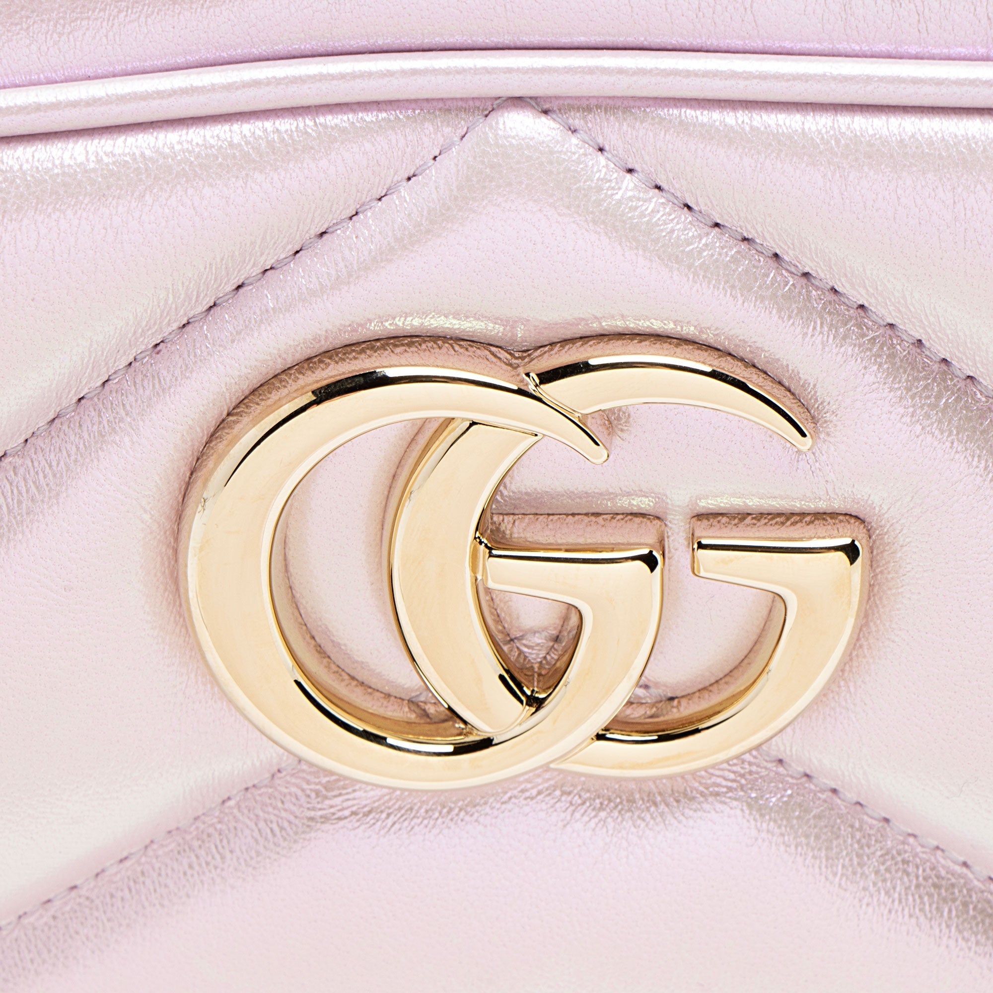 Gucci Matelasse Padded Iridescent Leather GG Marmont Small Camera Bag