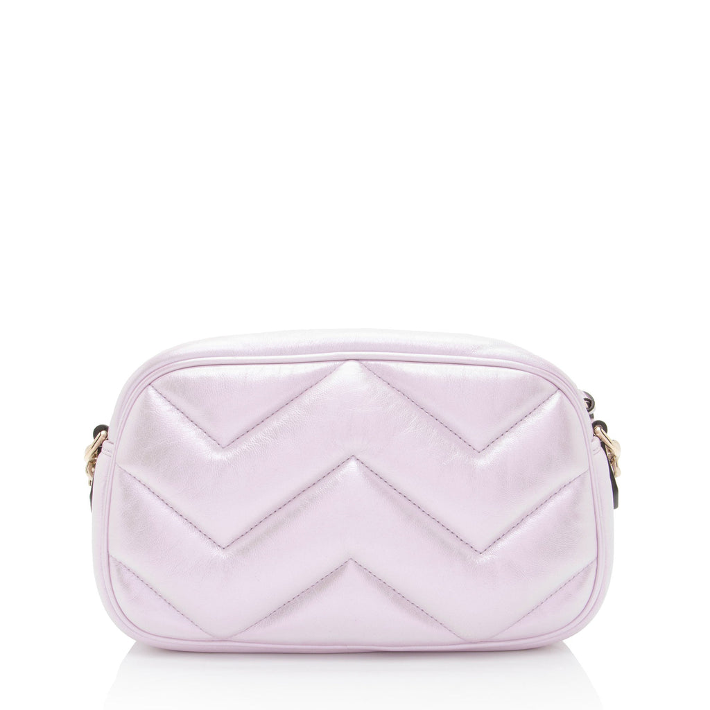 Gucci Matelasse Padded Iridescent Leather GG Marmont Small Camera Bag