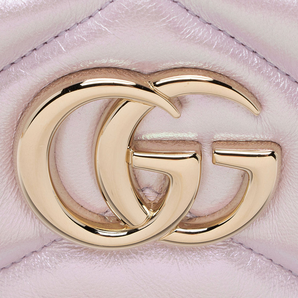 Gucci Matelasse Padded Iridescent Leather GG Marmont Small Camera Bag