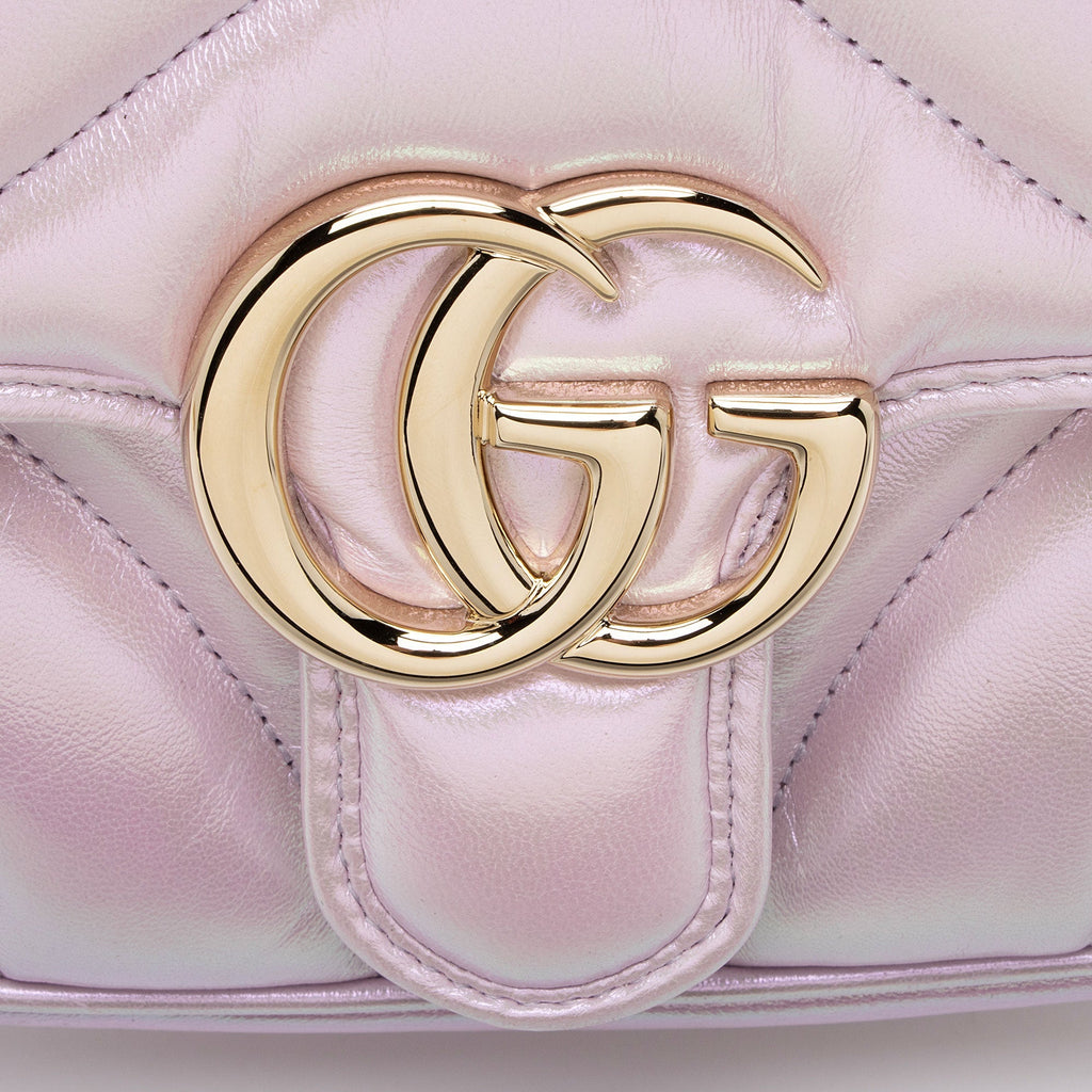Gucci Matelasse Padded Iridescent Leather GG Marmont Square Mini Shoulder Bag