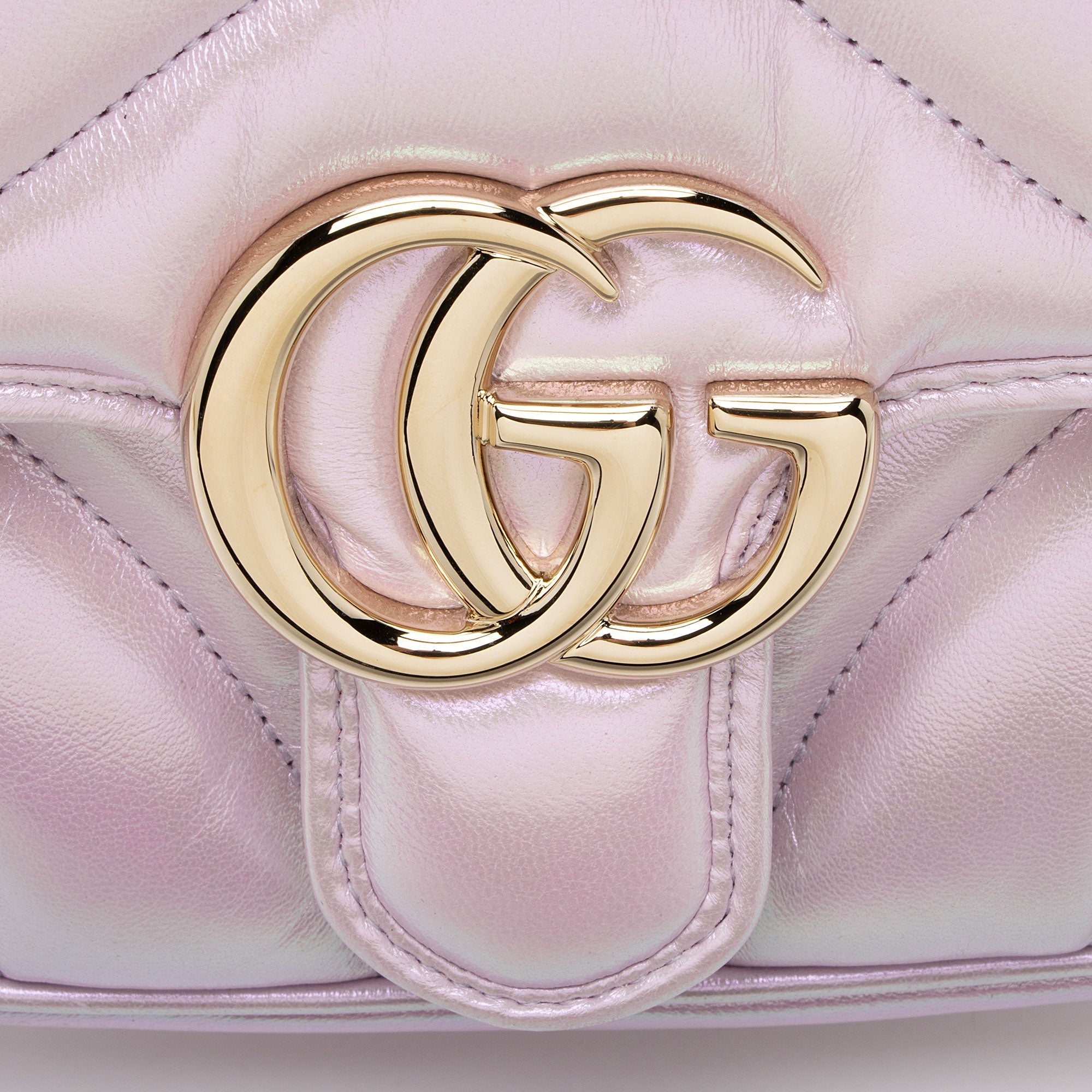 Gucci Matelasse Padded Iridescent Leather GG Marmont Square Mini Shoulder Bag
