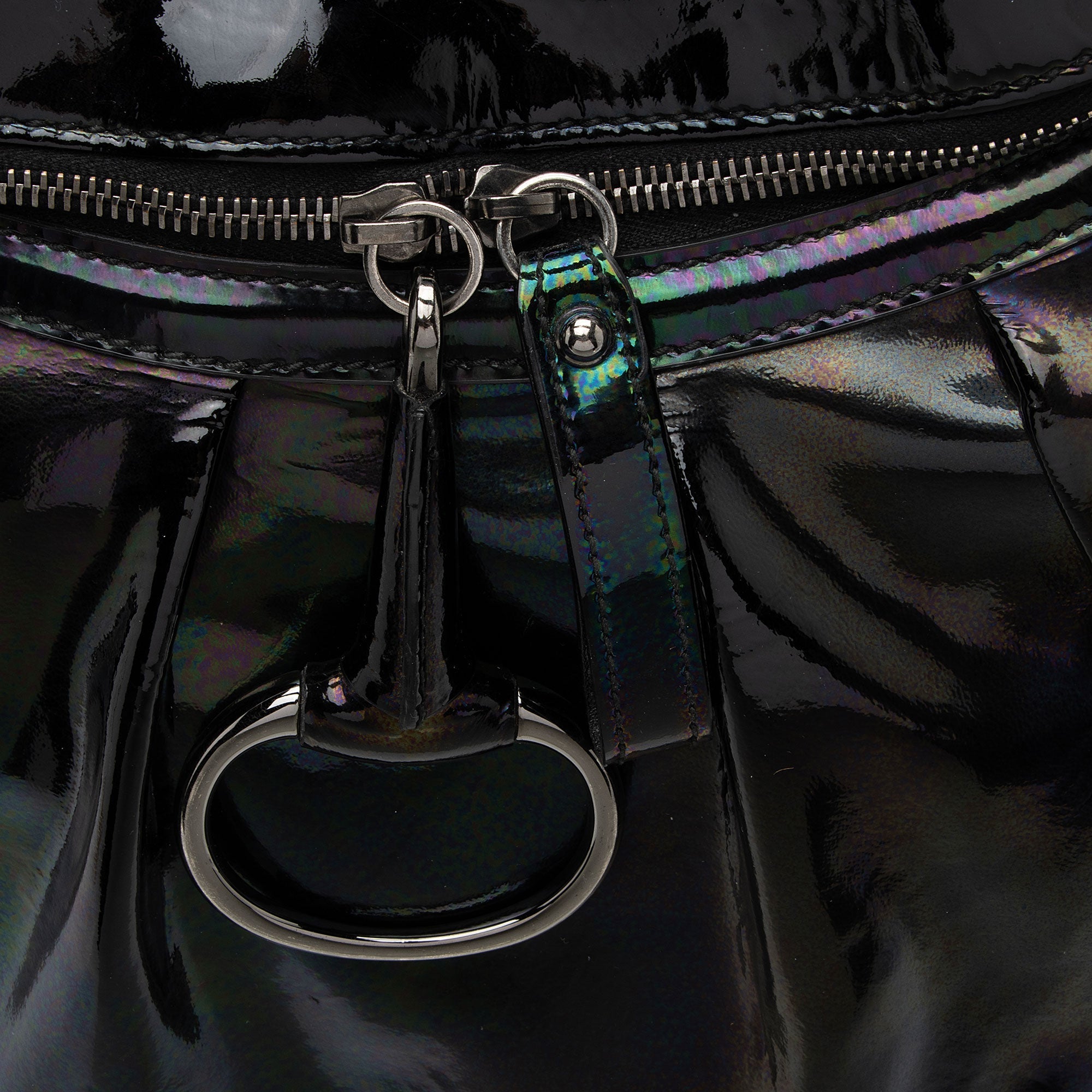 Gucci IridescLBt PatLBt Leather Icon Bit Hobo