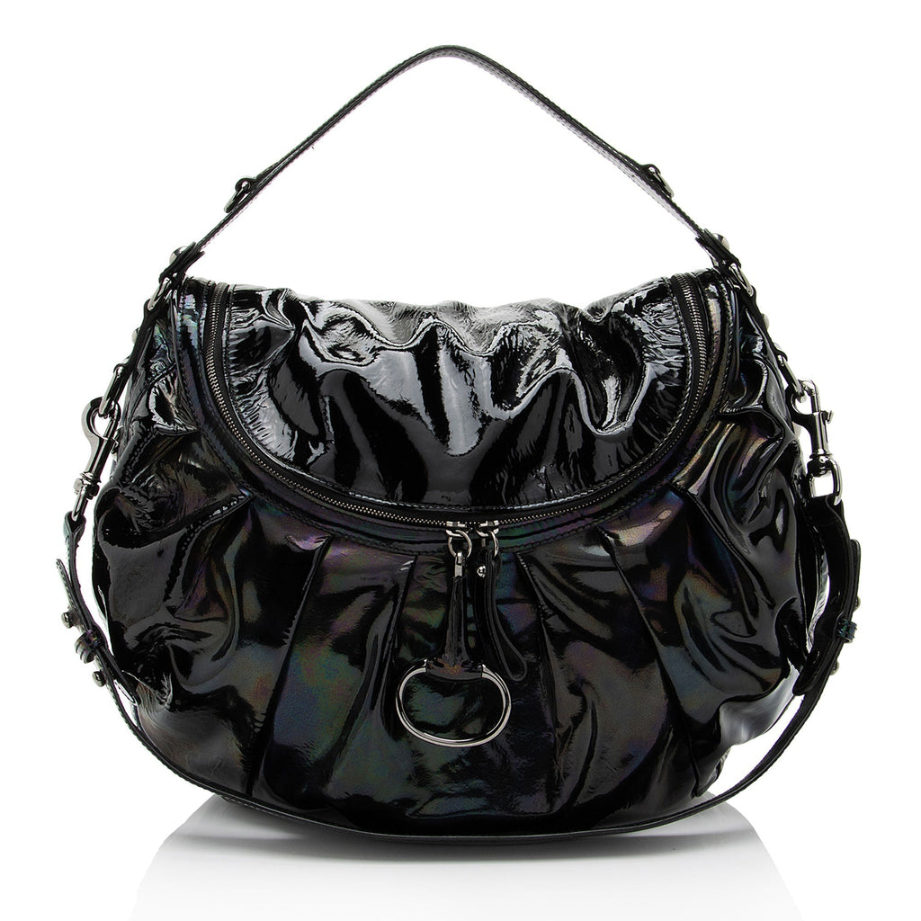Gucci IridescLBt PatLBt Leather Icon Bit Hobo