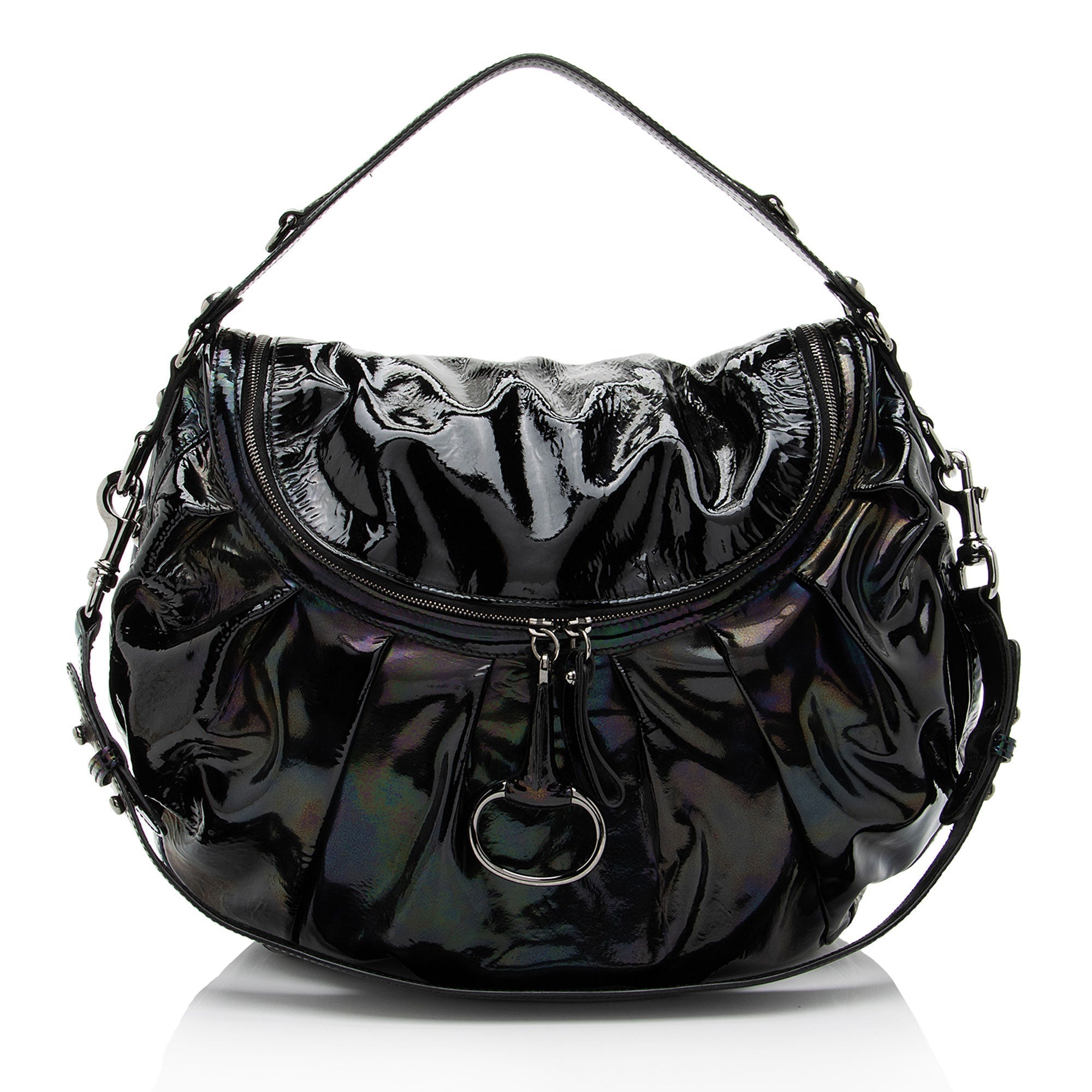 Gucci IridescLBt PatLBt Leather Icon Bit Hobo