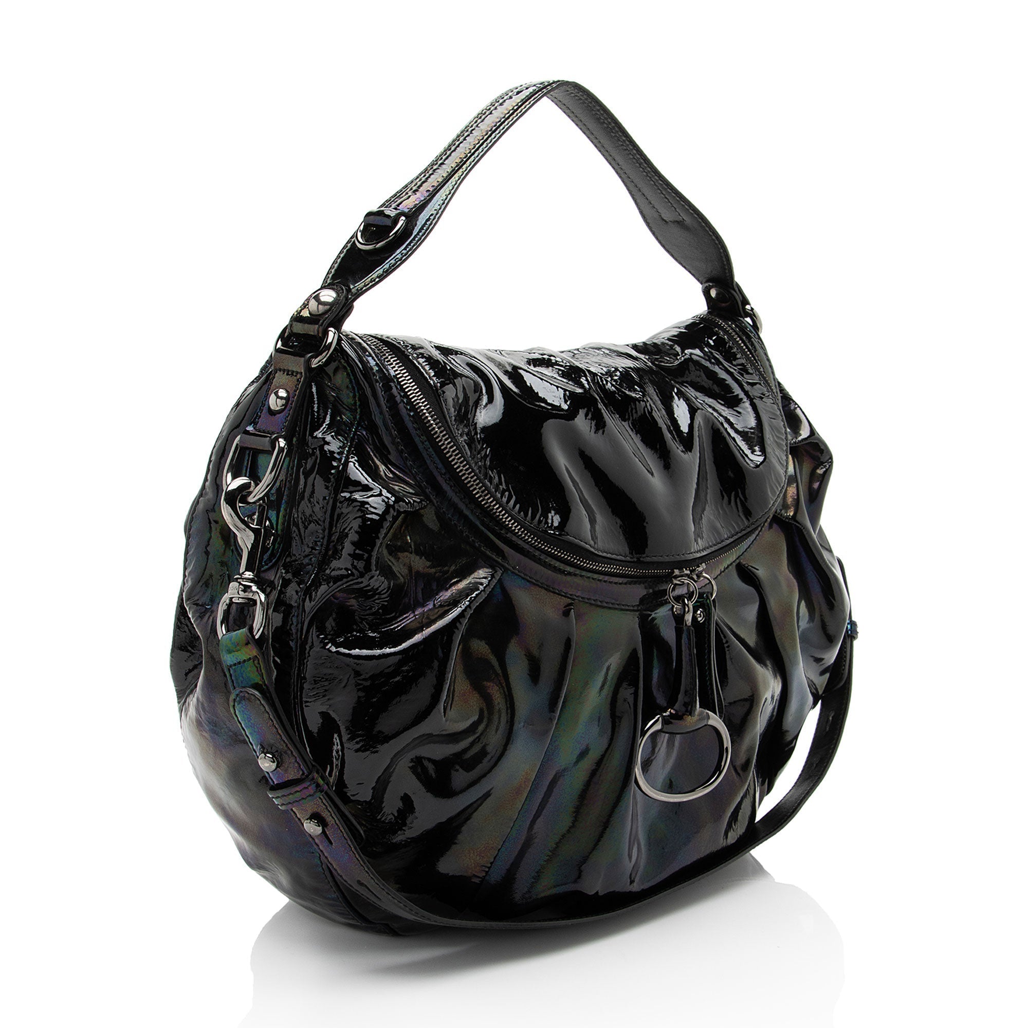 Gucci IridescLBt PatLBt Leather Icon Bit Hobo