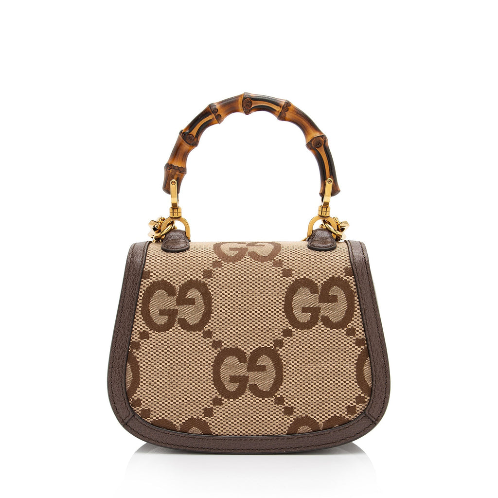 Gucci Jumbo GG Canvas Bamboo 1947 Mini Top Handle Bag (SHF-GbaD9h)