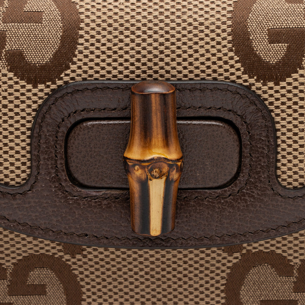 Gucci Jumbo GG Canvas Bamboo 1947 Mini Top Handle Bag (SHF-GbaD9h)