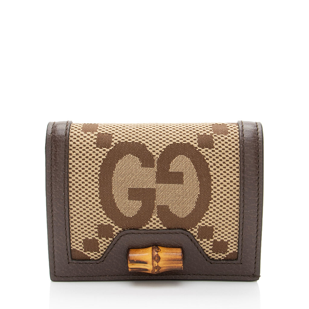 Gucci Jumbo GG Canvas Bamboo Diana Compact Wallet