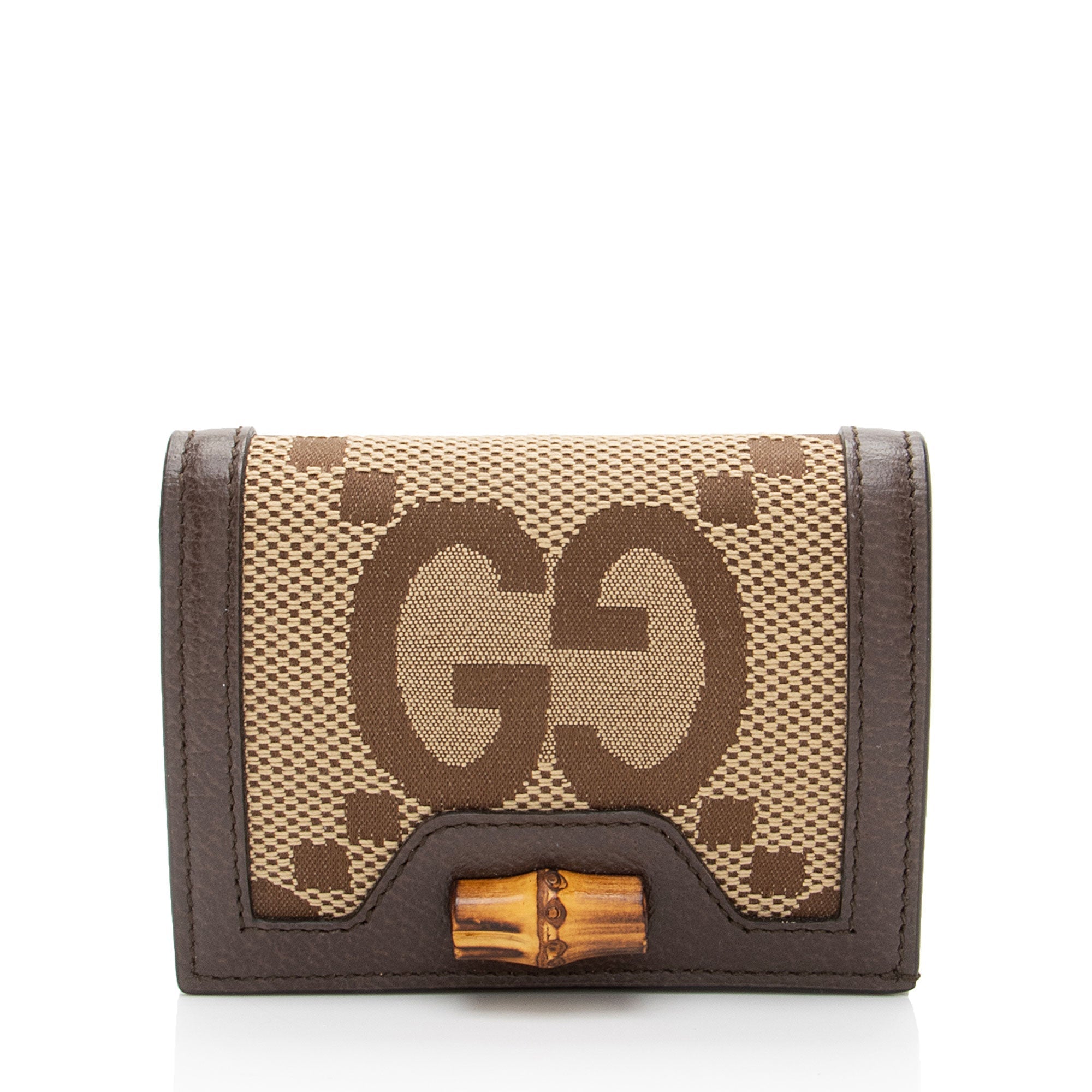 Gucci Jumbo GG Canvas Bamboo Diana Compact Wallet