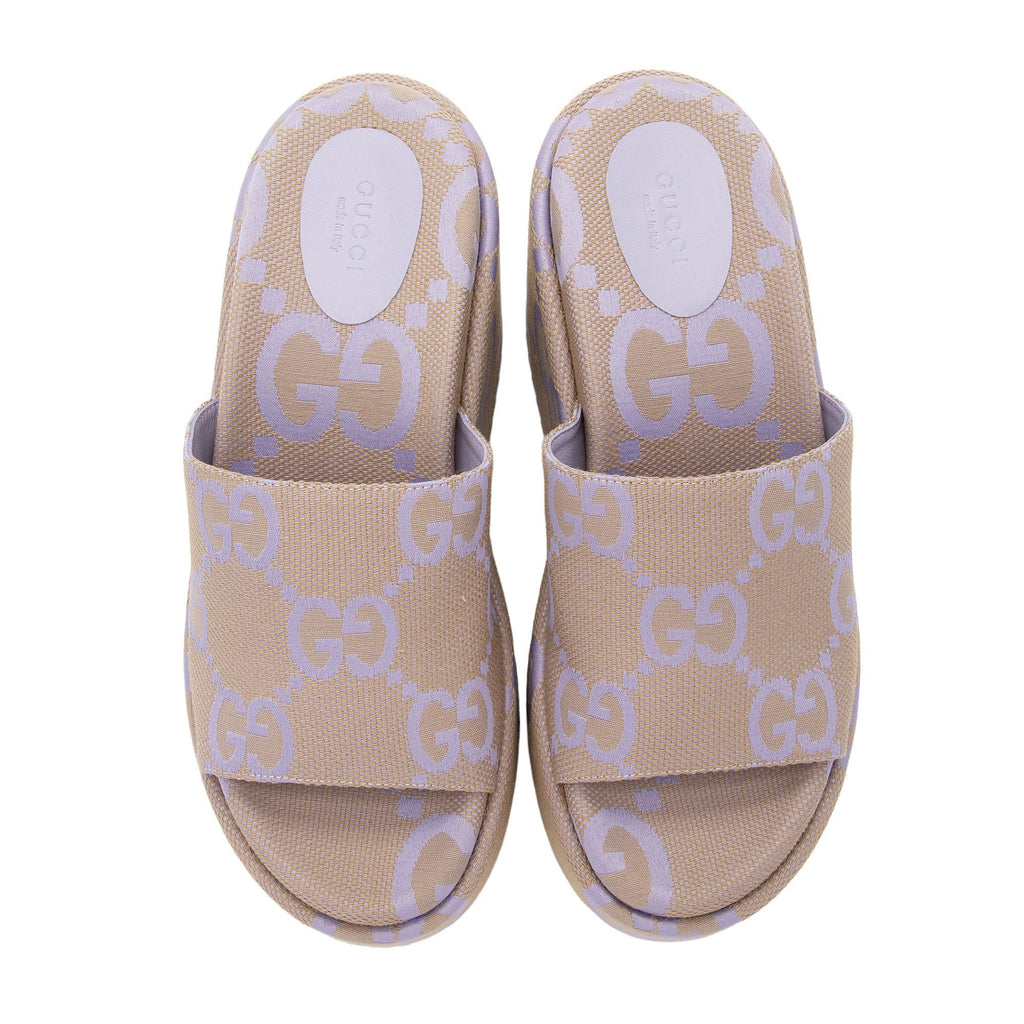 Gucci Jumbo GG Canvas Platform Wedge Slides - Size 11 / 41 (SHF-TTDQvS)