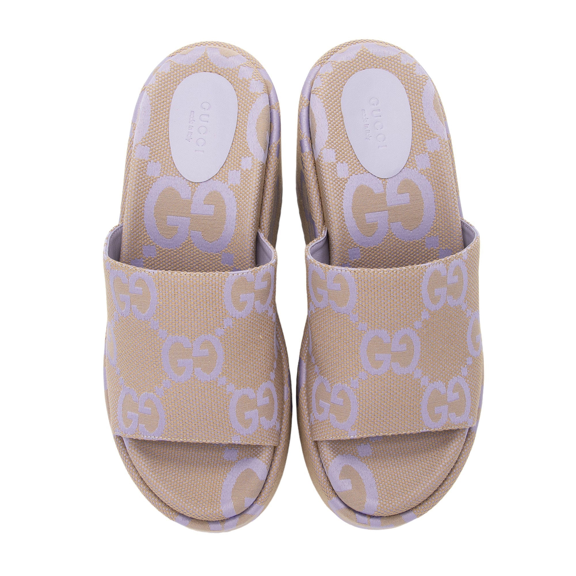 Gucci Jumbo GG Canvas Platform Wedge Slides - Size 11 / 41 (SHF-TTDQvS)
