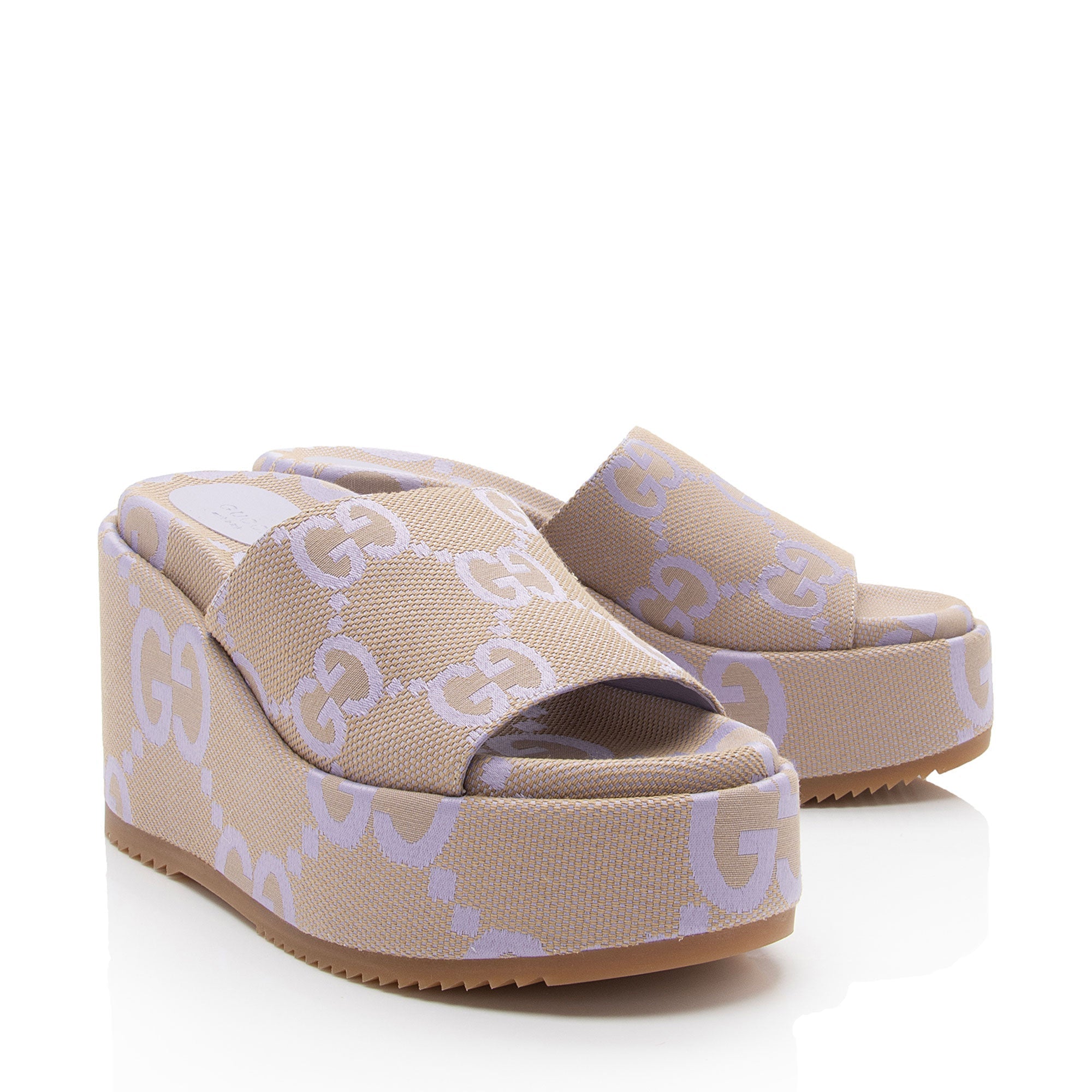 Gucci Jumbo GG Canvas Platform Wedge Slides - Size 11 / 41 (SHF-TTDQvS)