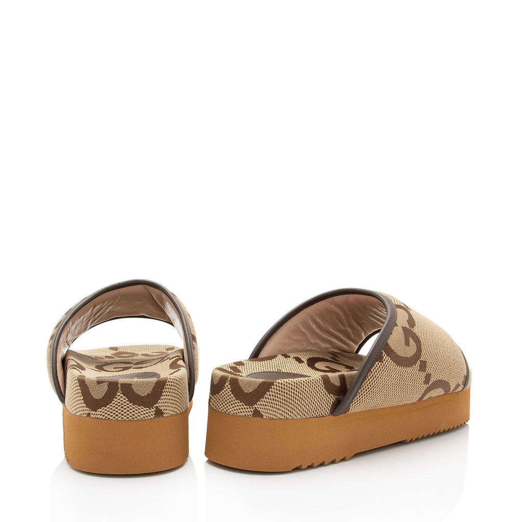 Gucci Jumbo GG Canvas Printed Platform Slides - Size 10 / 40 (SHF-cGb3vr)