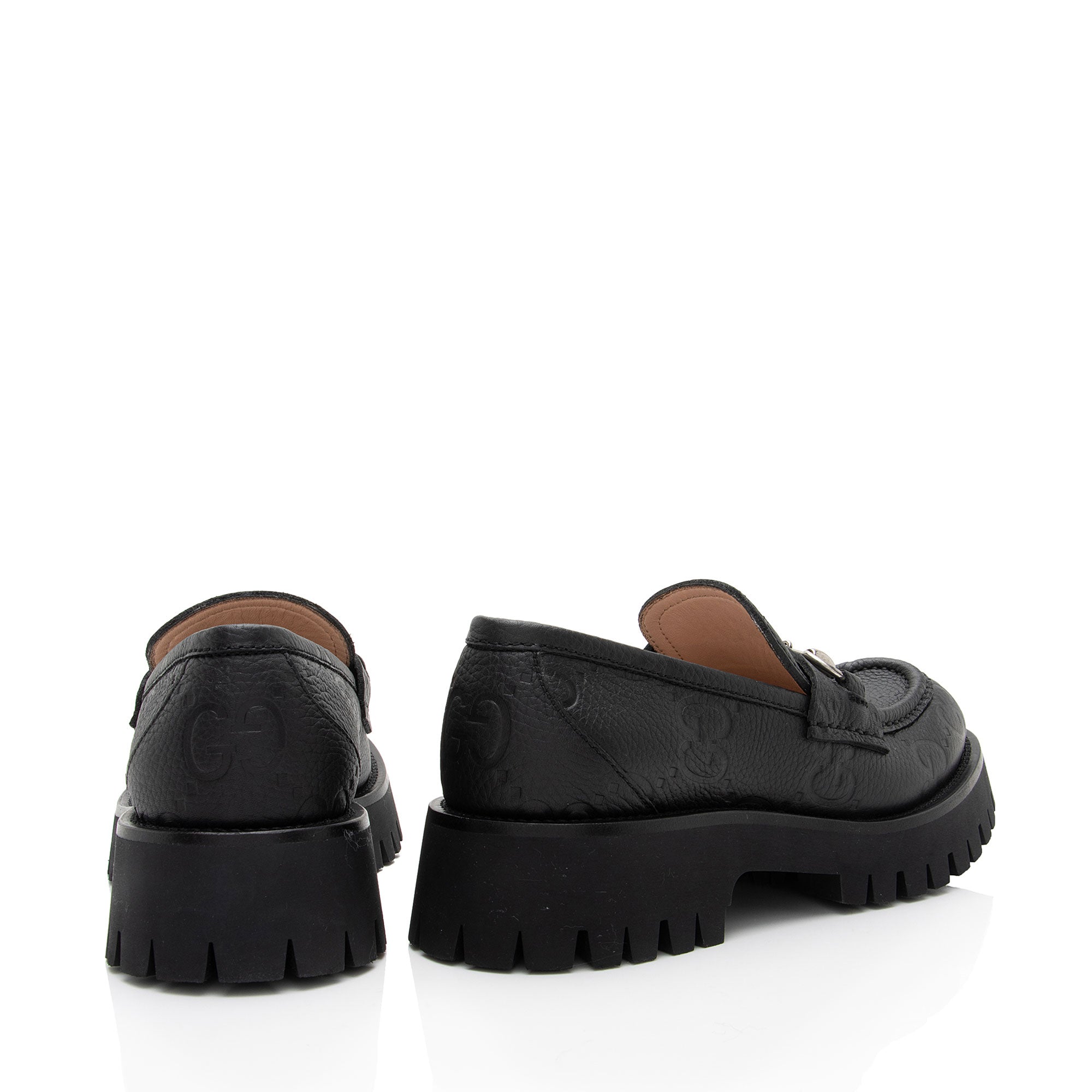 Gucci Jumbo GG Leather Horsebit Lug Sole Loafers - Size 7 / 37 (SHF-YQXZhe)