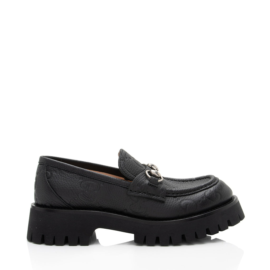 Gucci Jumbo GG Leather Horsebit Lug Sole Loafers - Size 7 / 37 (SHF-YQXZhe)