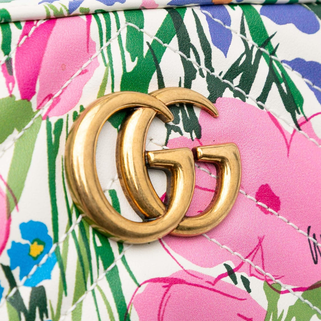 Gucci Ken Scott Mini GG Marmont Floral Printed Matelasse Leather Crossbody