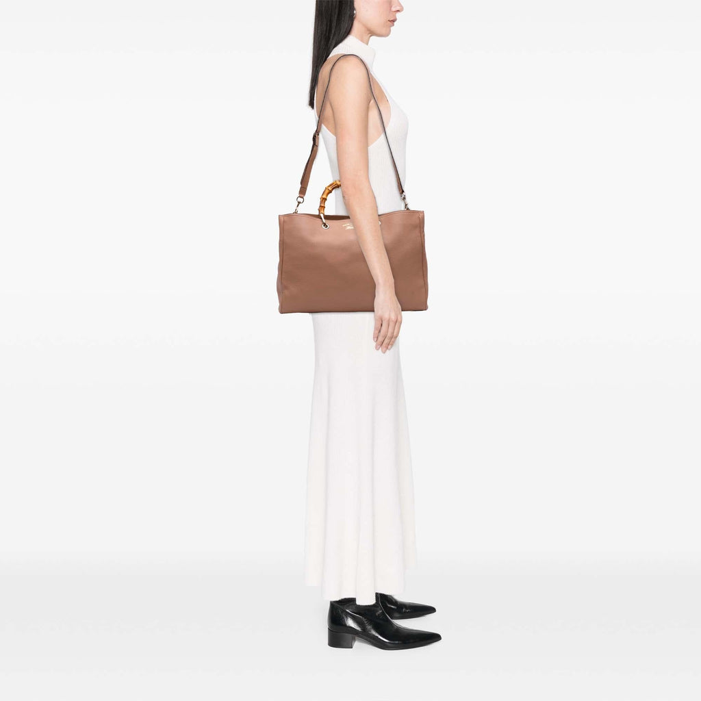 Gucci Large Calfskin Bamboo Shopper Satchel