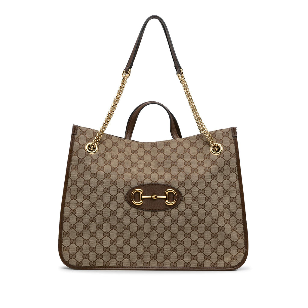 Gucci Large GG Canvas 1955 Horsebit Chain Tote (SHG-y7zkCB)