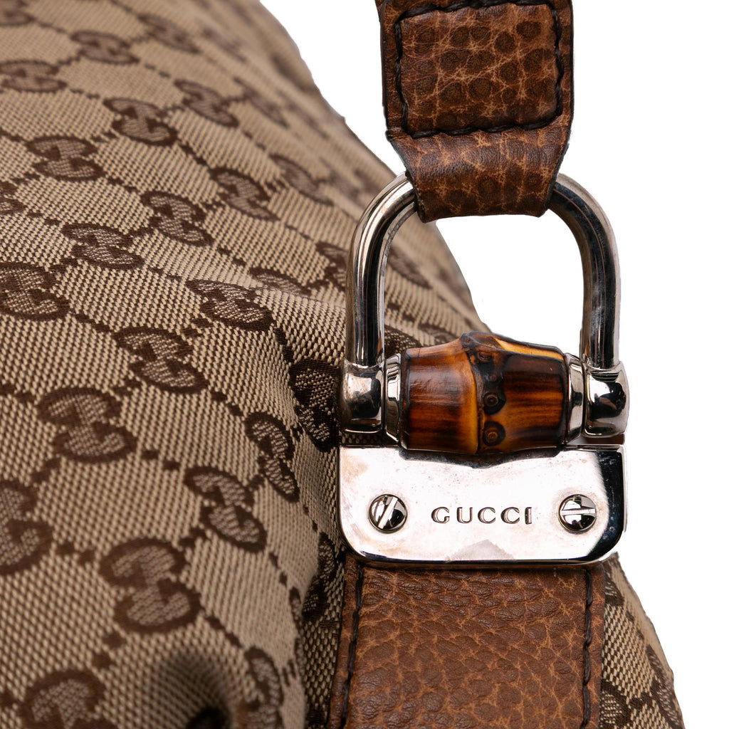 Gucci Large GG Canvas Bamboo Bar Tote
