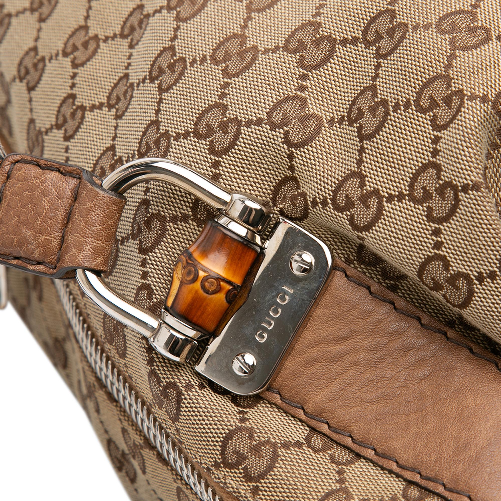 Gucci Large GG Canvas Bamboo Bar Tote