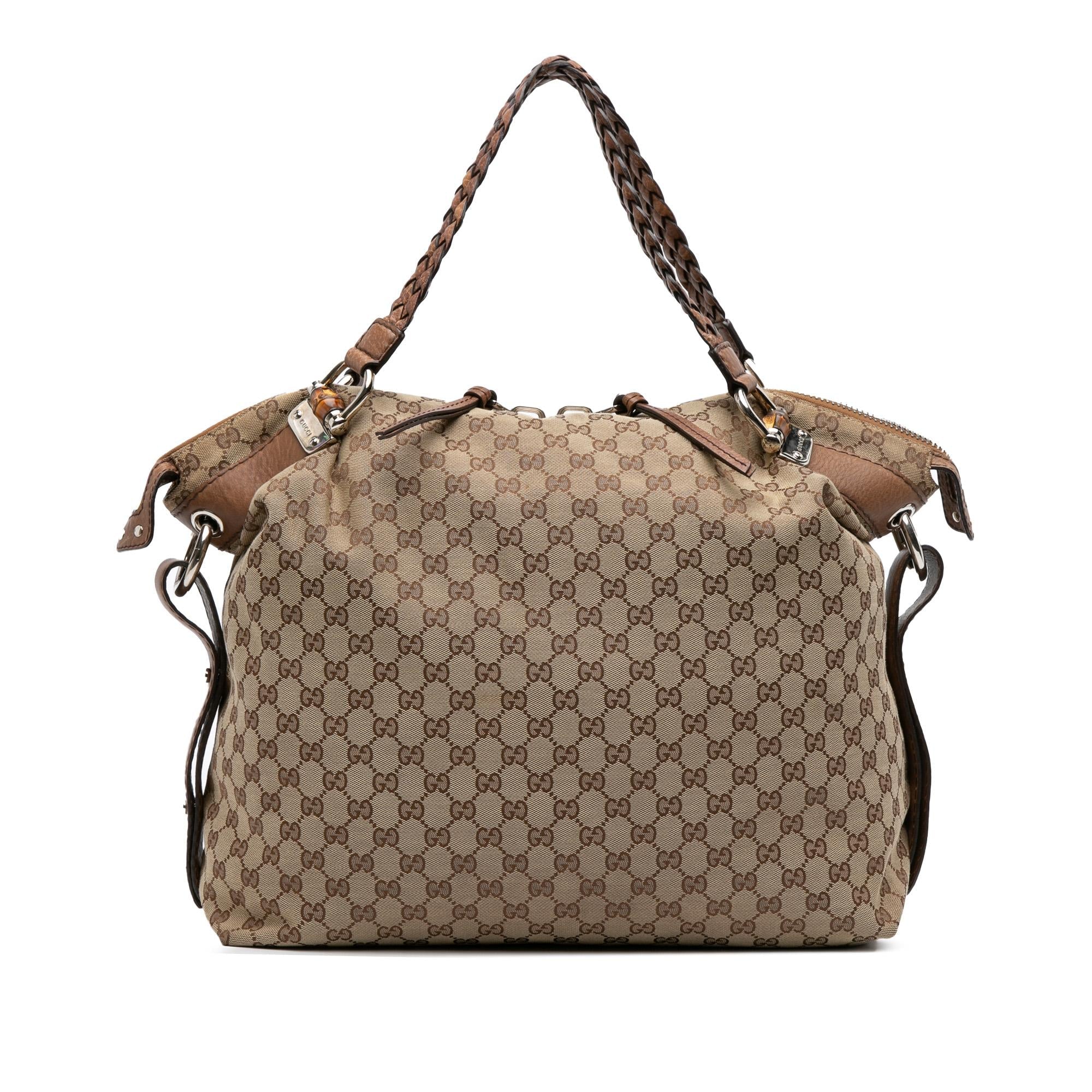 Gucci Large GG Canvas Bamboo Bar Tote