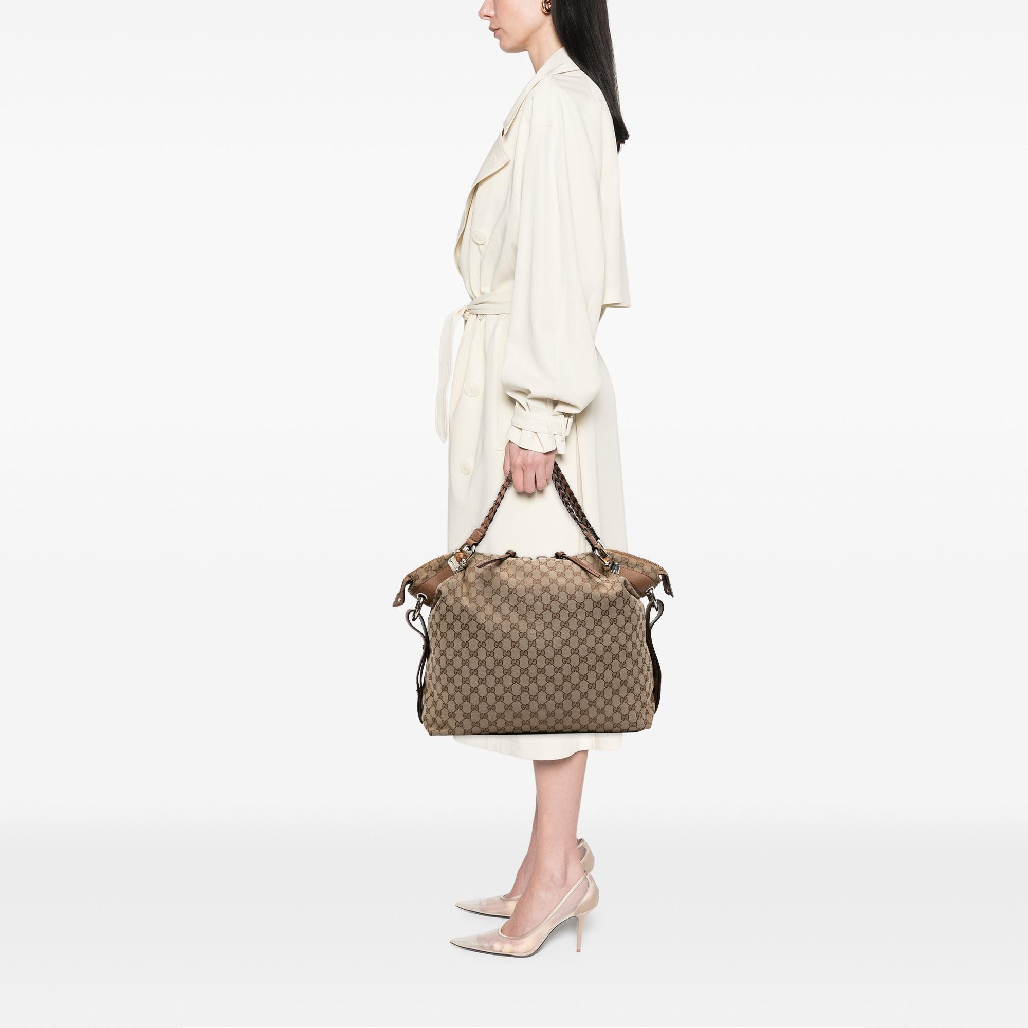 Gucci Large GG Canvas Bamboo Bar Tote
