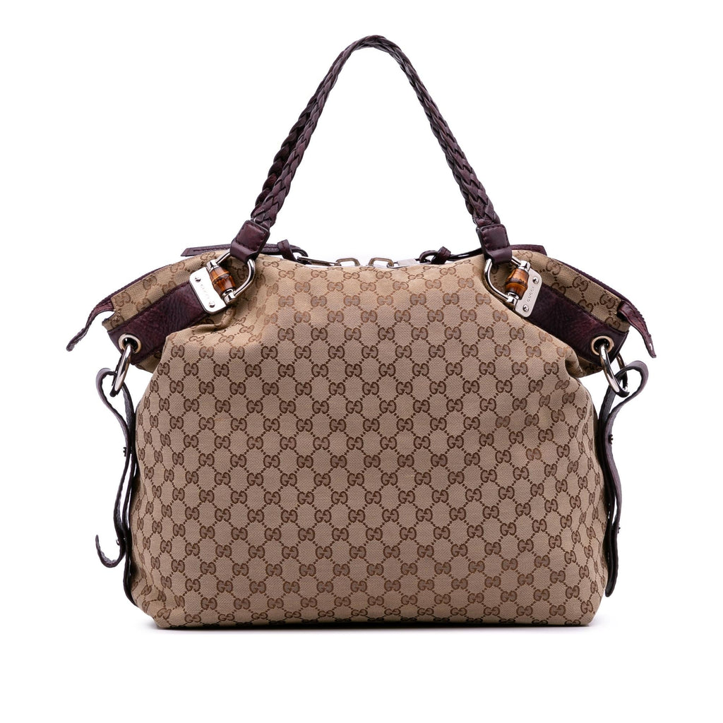 Gucci Large GG Canvas Bamboo Bar Tote