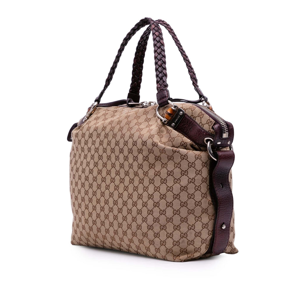 Gucci Large GG Canvas Bamboo Bar Tote