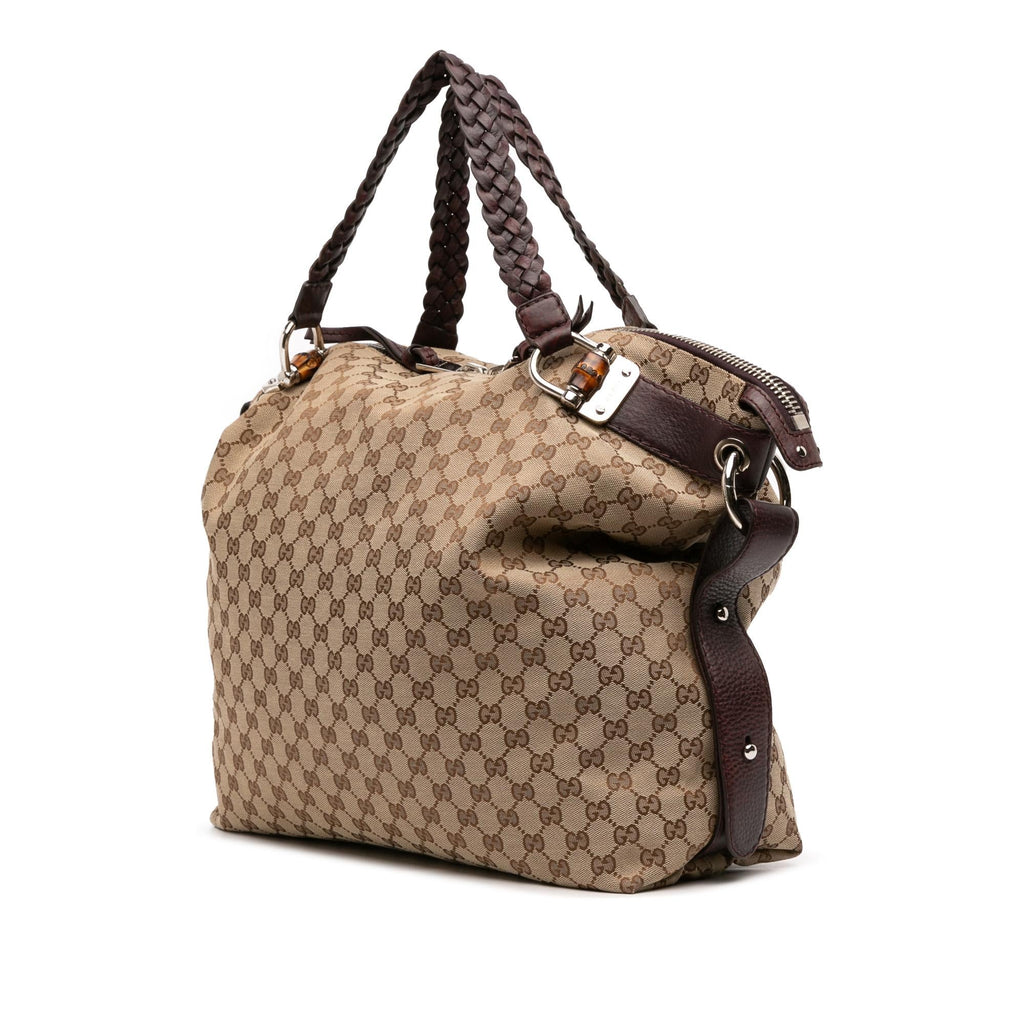 Gucci Large GG Canvas Bamboo Bar Tote