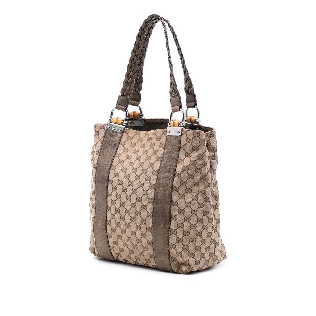 Gucci Large GG Canvas Bamboo Libeccio Tote