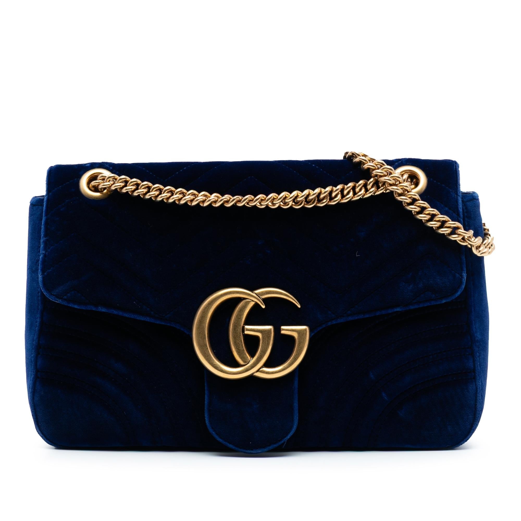 Gucci Large GG Marmont Matelasse Velvet Shoulder Bag