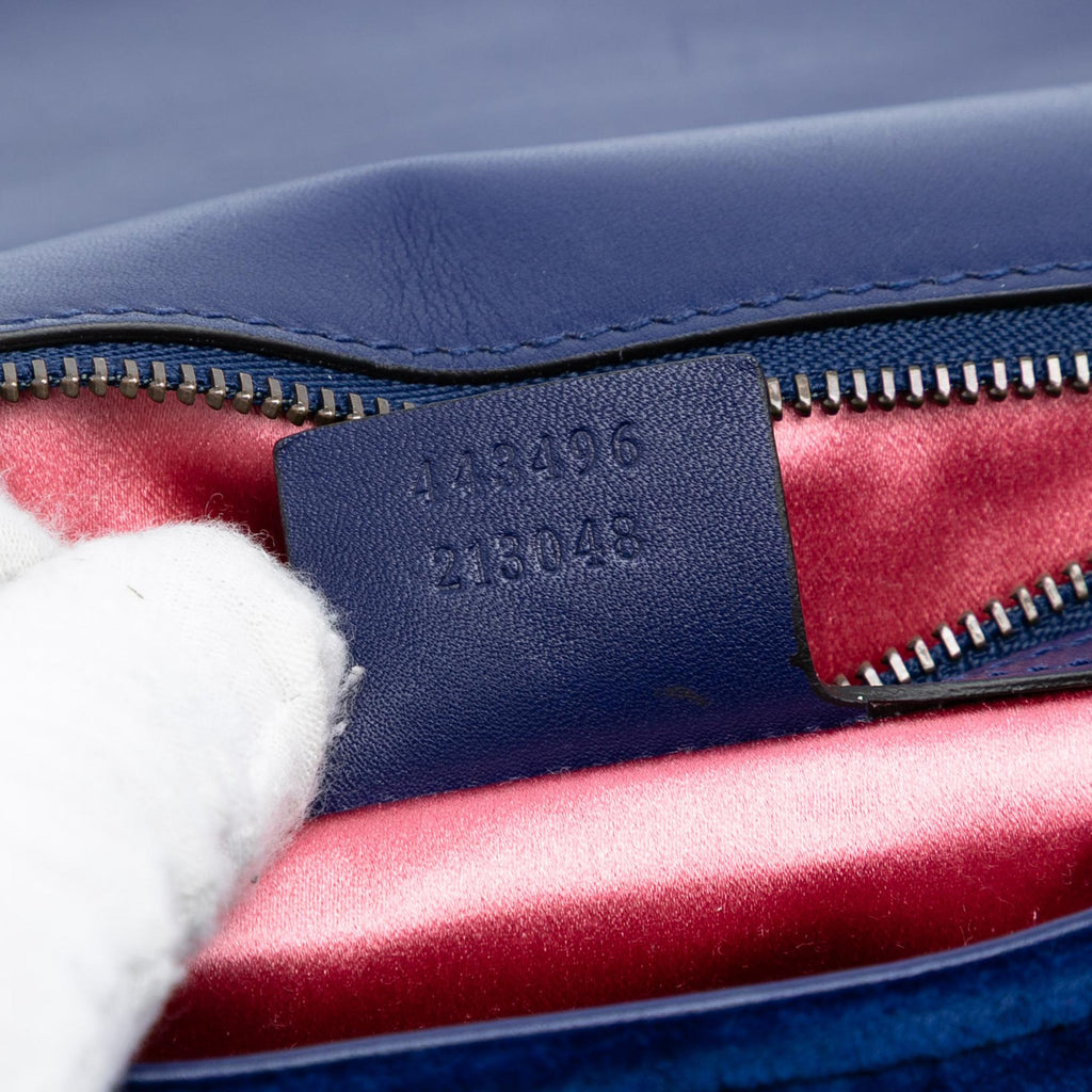 Gucci Large GG Marmont Matelasse Velvet Shoulder Bag
