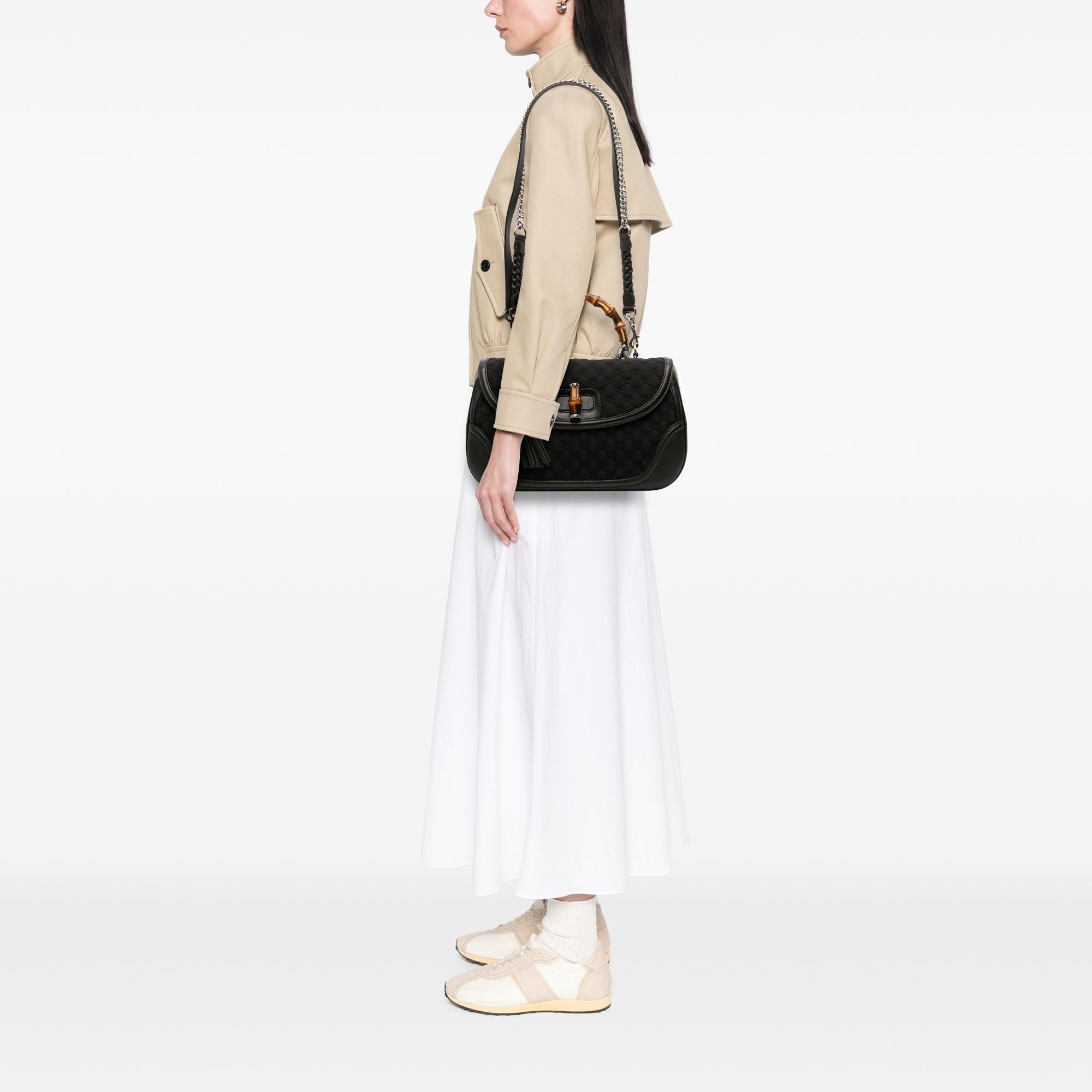 Gucci Large GG Neoprene New Bamboo Top Handle Bag