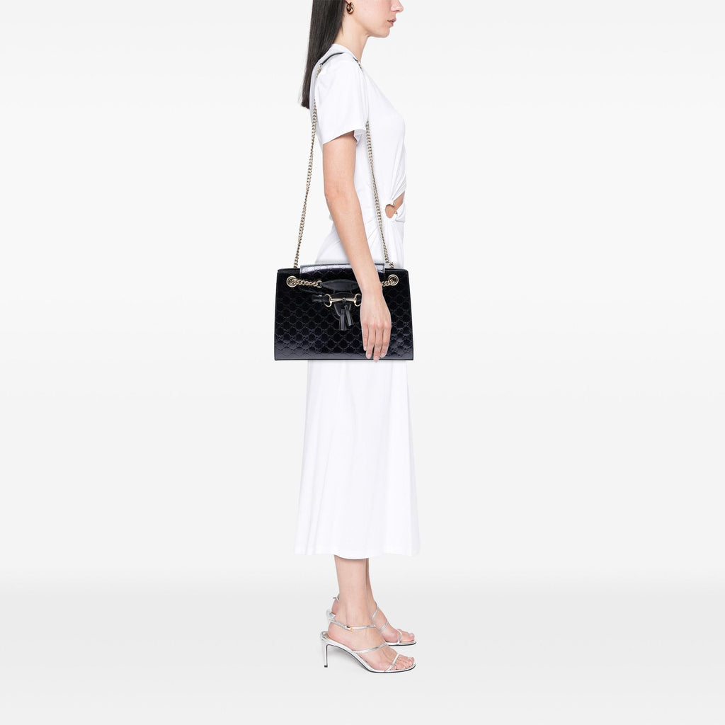Gucci Large Guccissima PatLBt Emily Shoulder Bag
