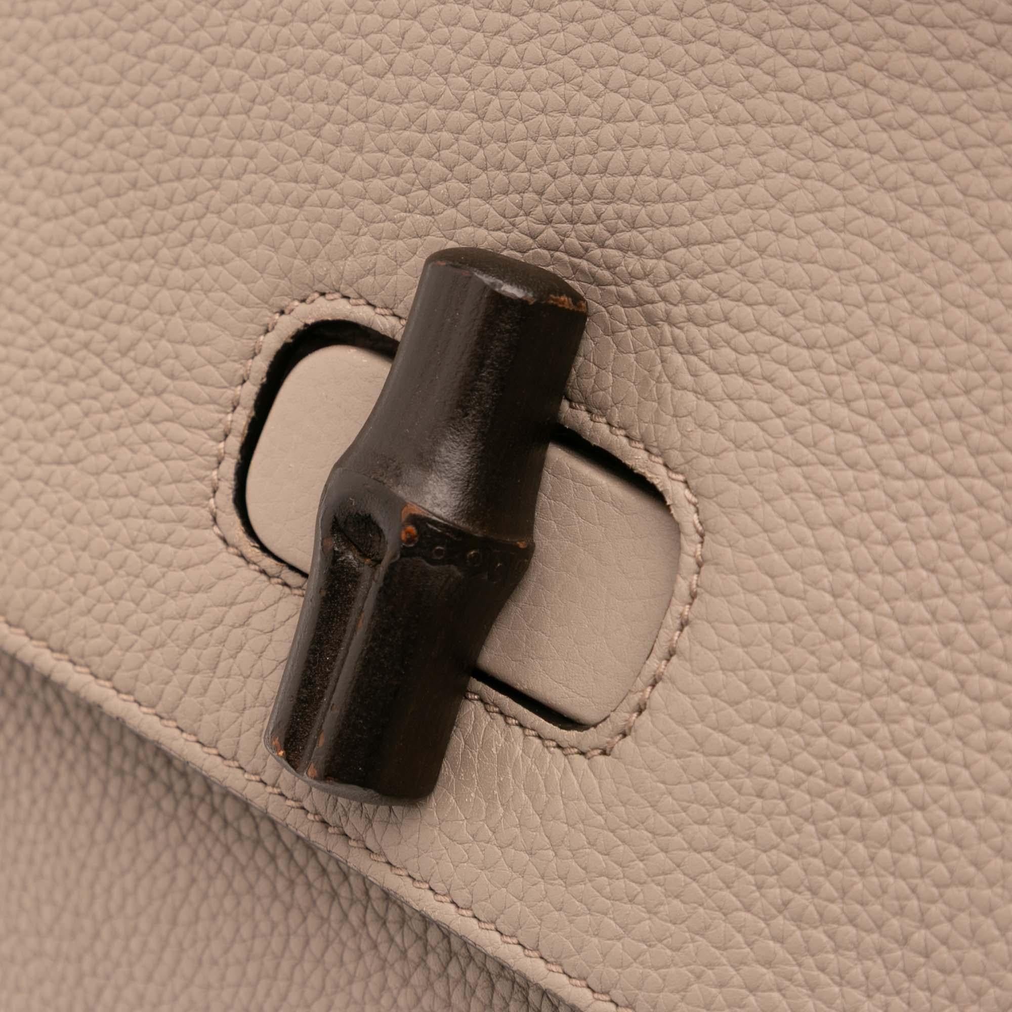 Gucci Large Leather Bamboo Daily Satchel