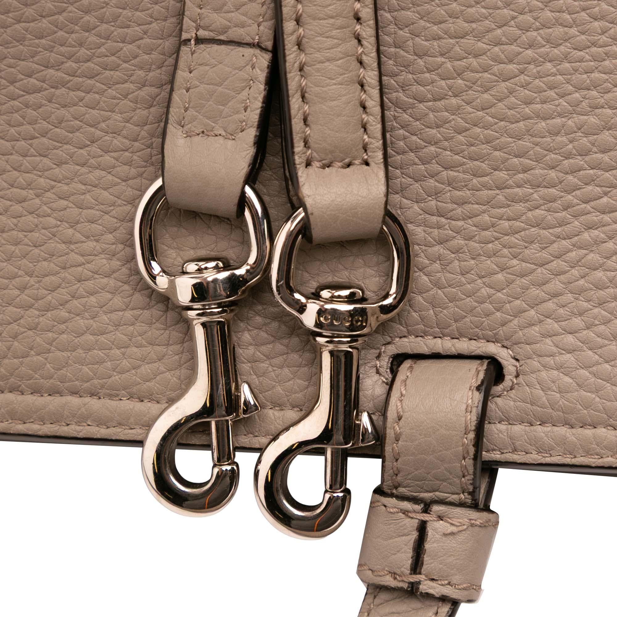 Gucci Large Leather Bamboo Daily Satchel