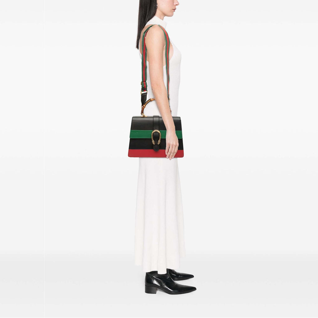 Gucci Large Leather Bamboo Dionysus Web Satchel