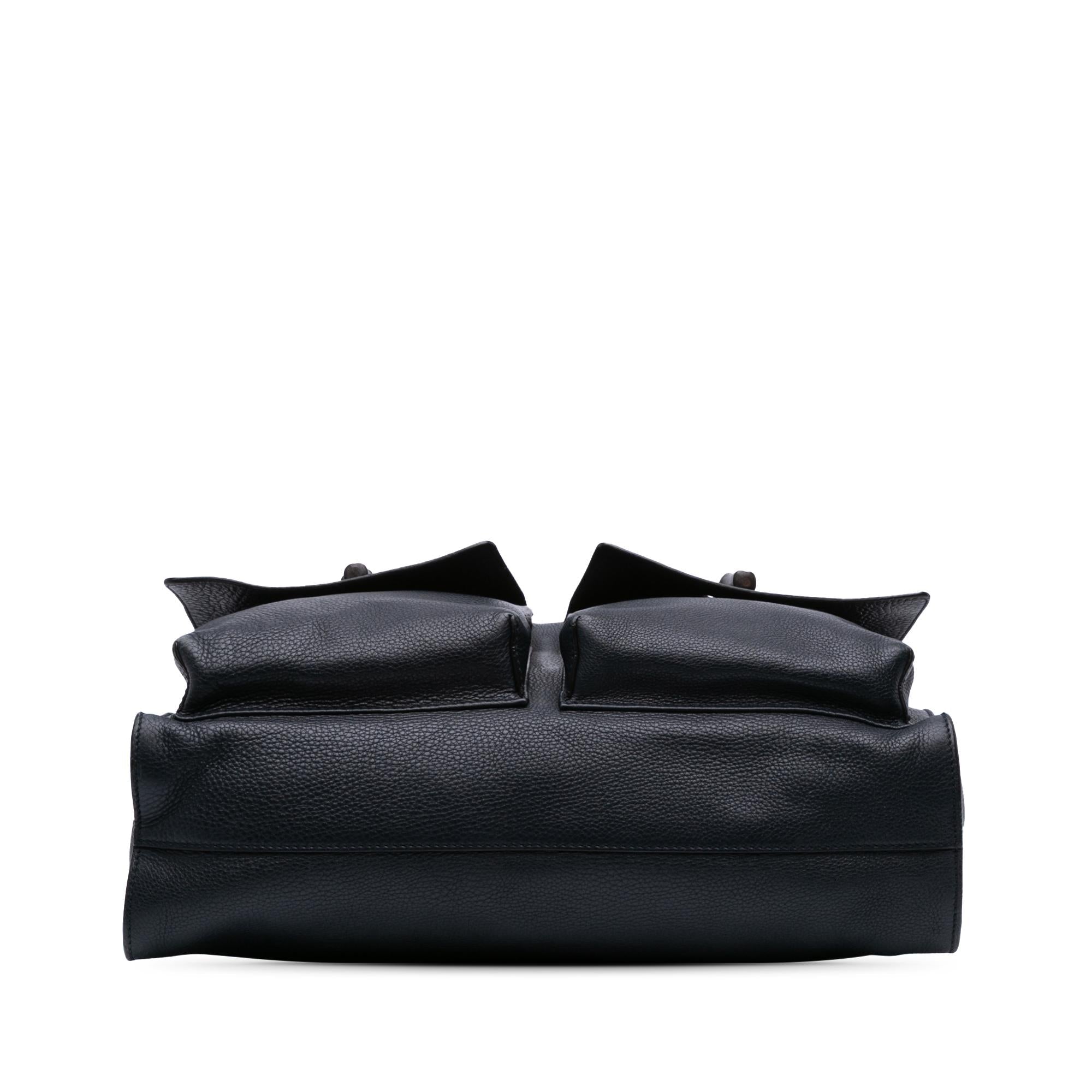 Gucci Large Leather Bamboo Double Pocket Messenger Bag