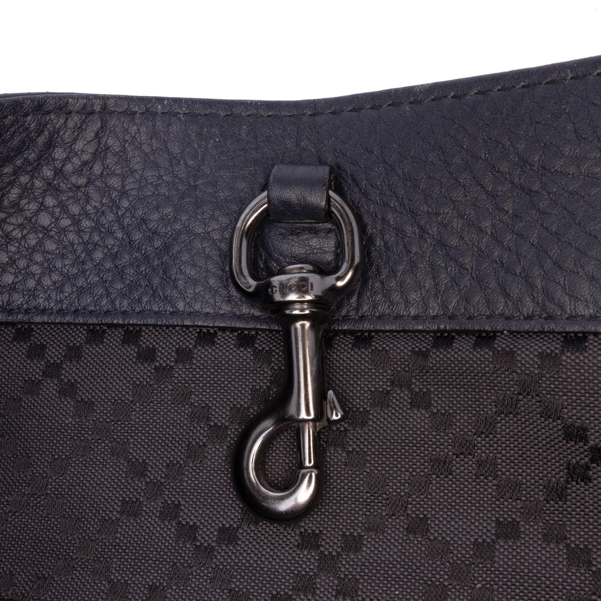 Gucci Large Leather Bamboo Double Pocket Messenger Bag