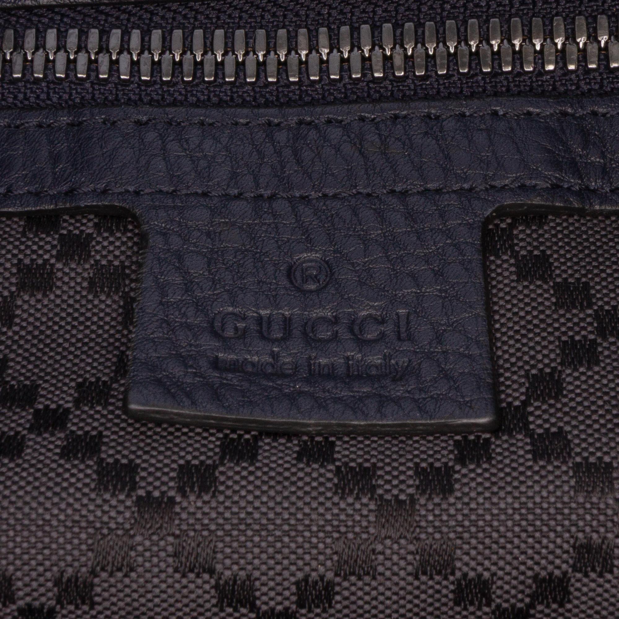 Gucci Large Leather Bamboo Double Pocket Messenger Bag
