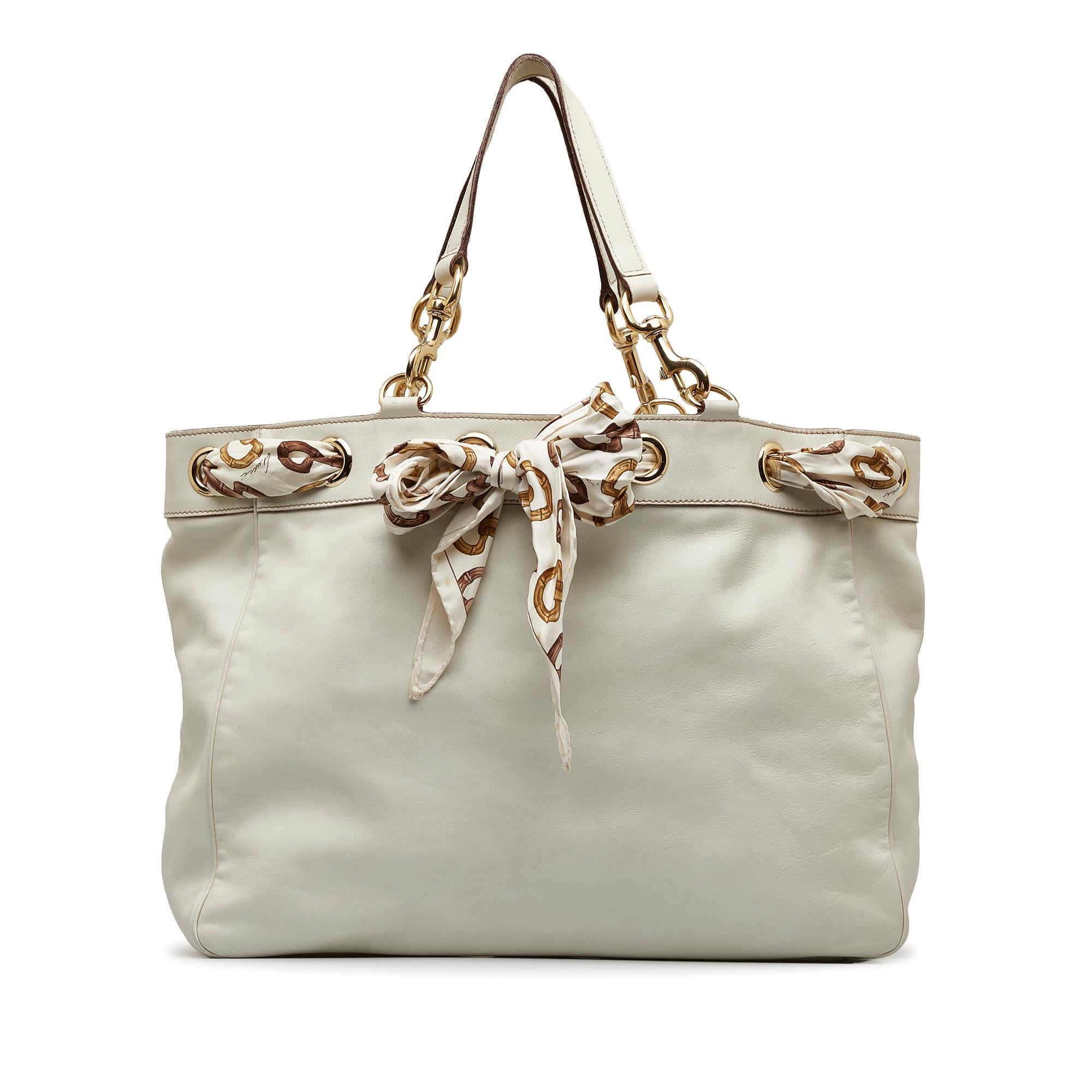 Gucci Large Leather Positano Scarf Tote (SHG-EgnKIT)