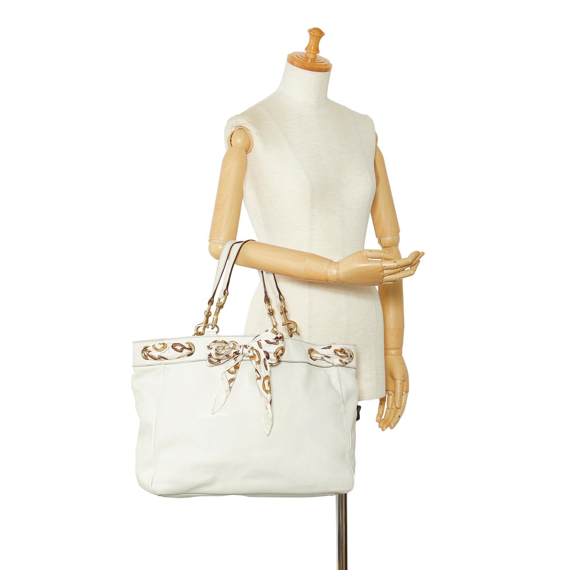 Gucci Large Leather Positano Scarf Tote (SHG-EgnKIT)