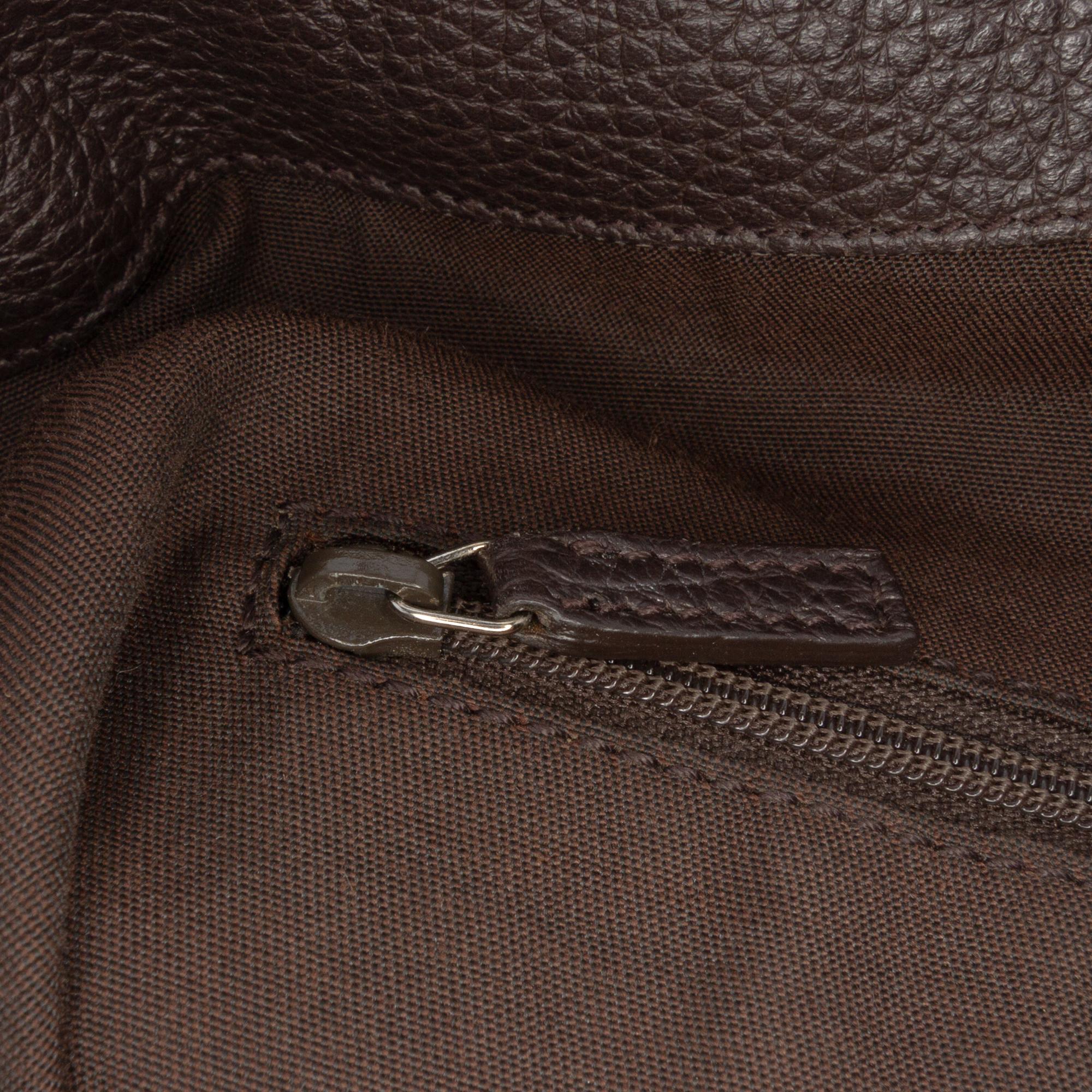 Gucci Large Pebbled Calfskin Bamboo Bar Tote