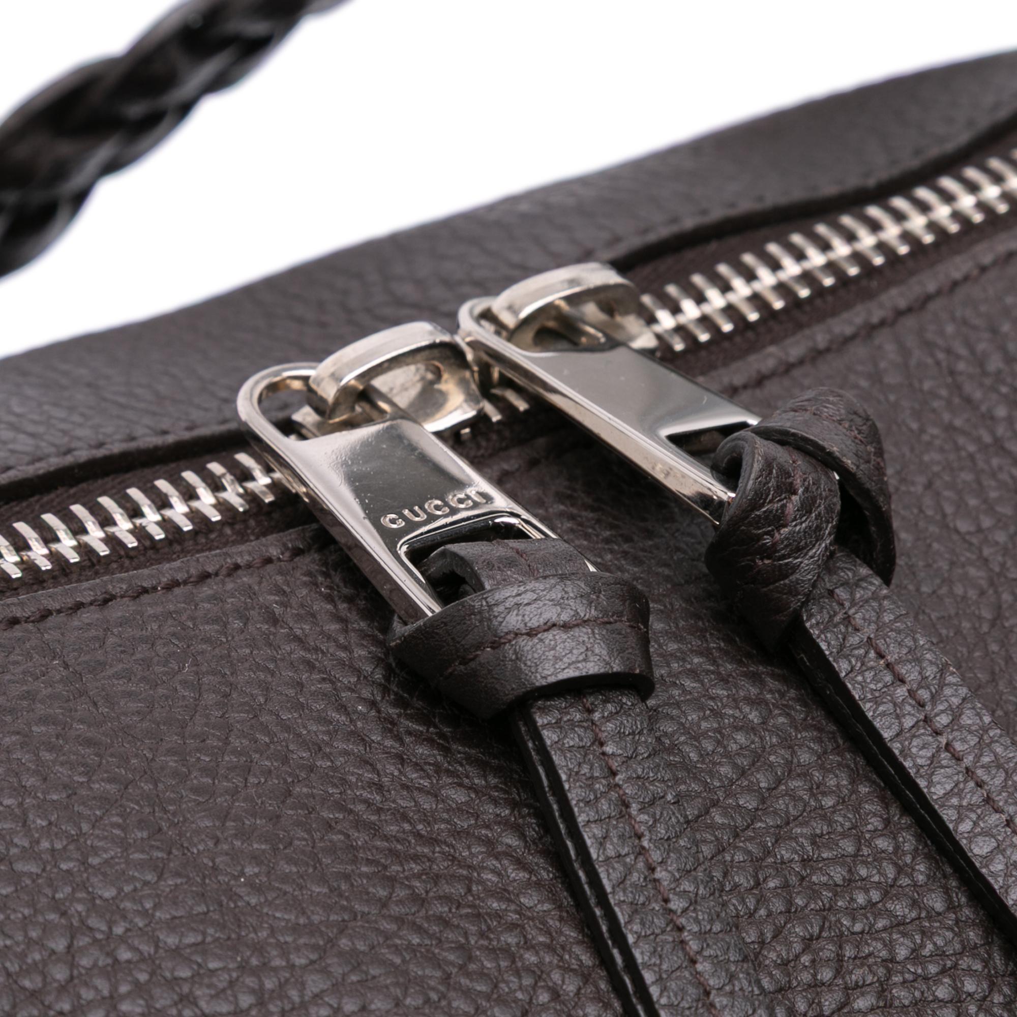 Gucci Large Pebbled Calfskin Bamboo Bar Tote