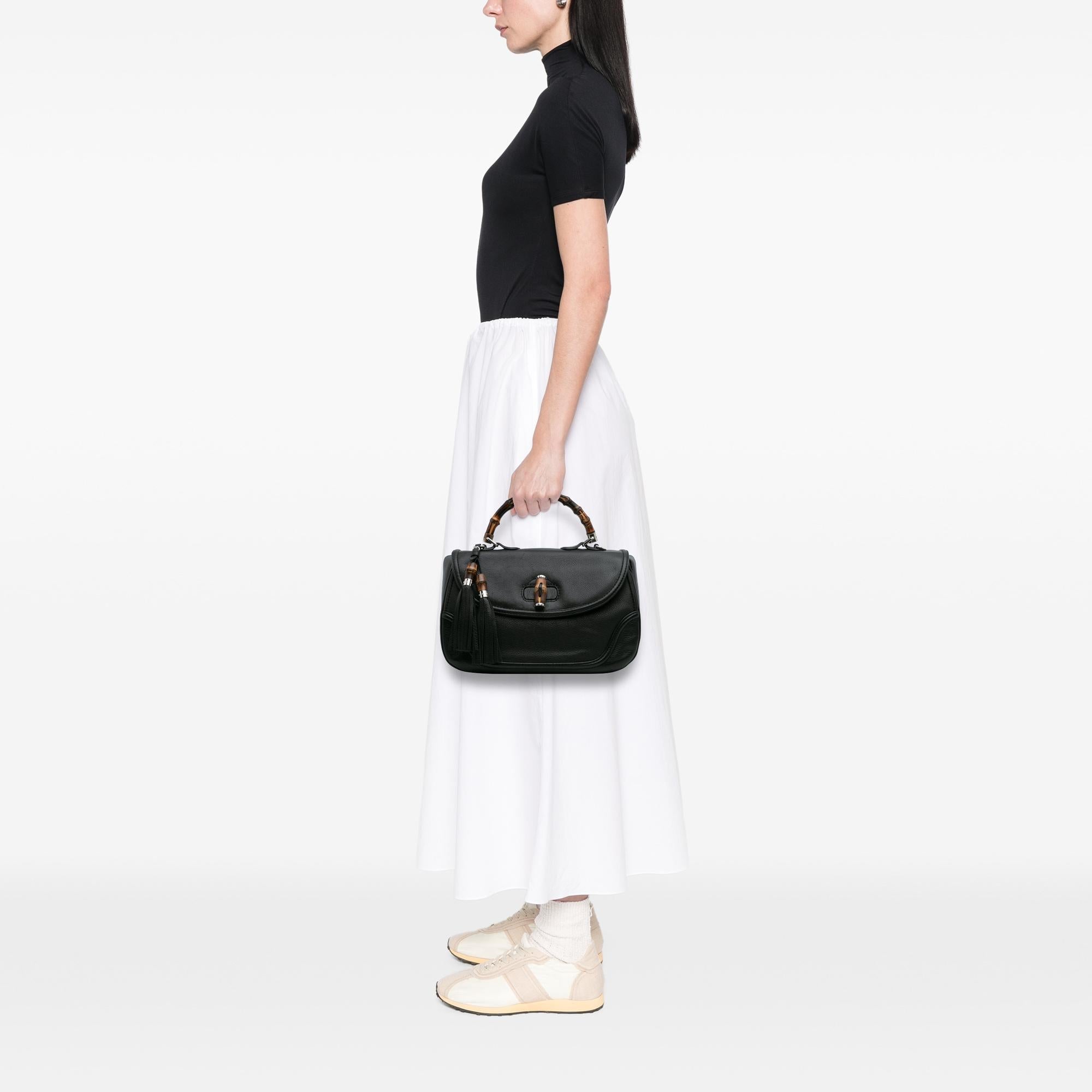 Gucci Large Pebbled Calfskin New Bamboo Top Handle Bag