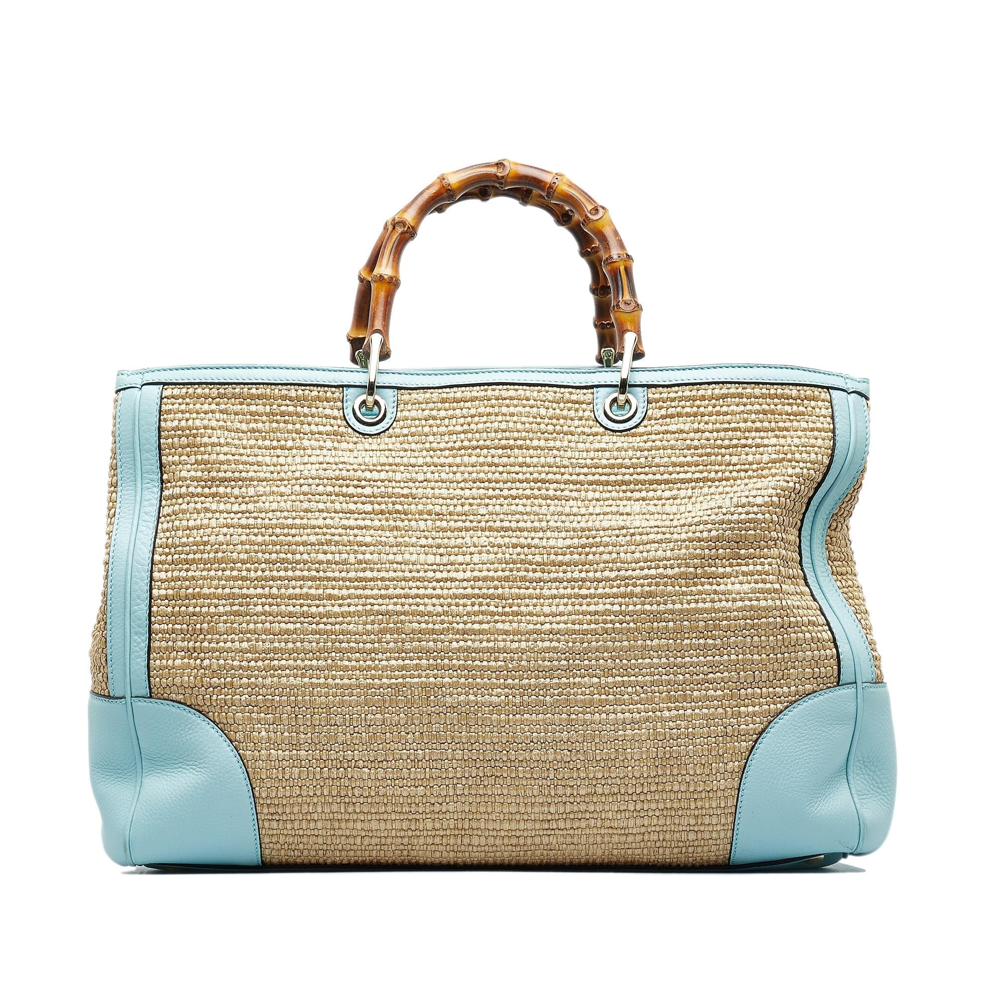 Gucci Large Raffia Bamboo Shopper (SHG-wkXCkH)