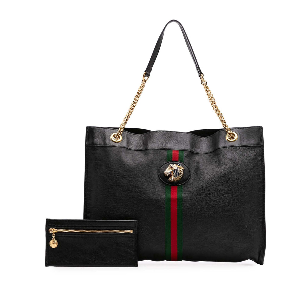 Gucci Large Web Leather Rajah Tote