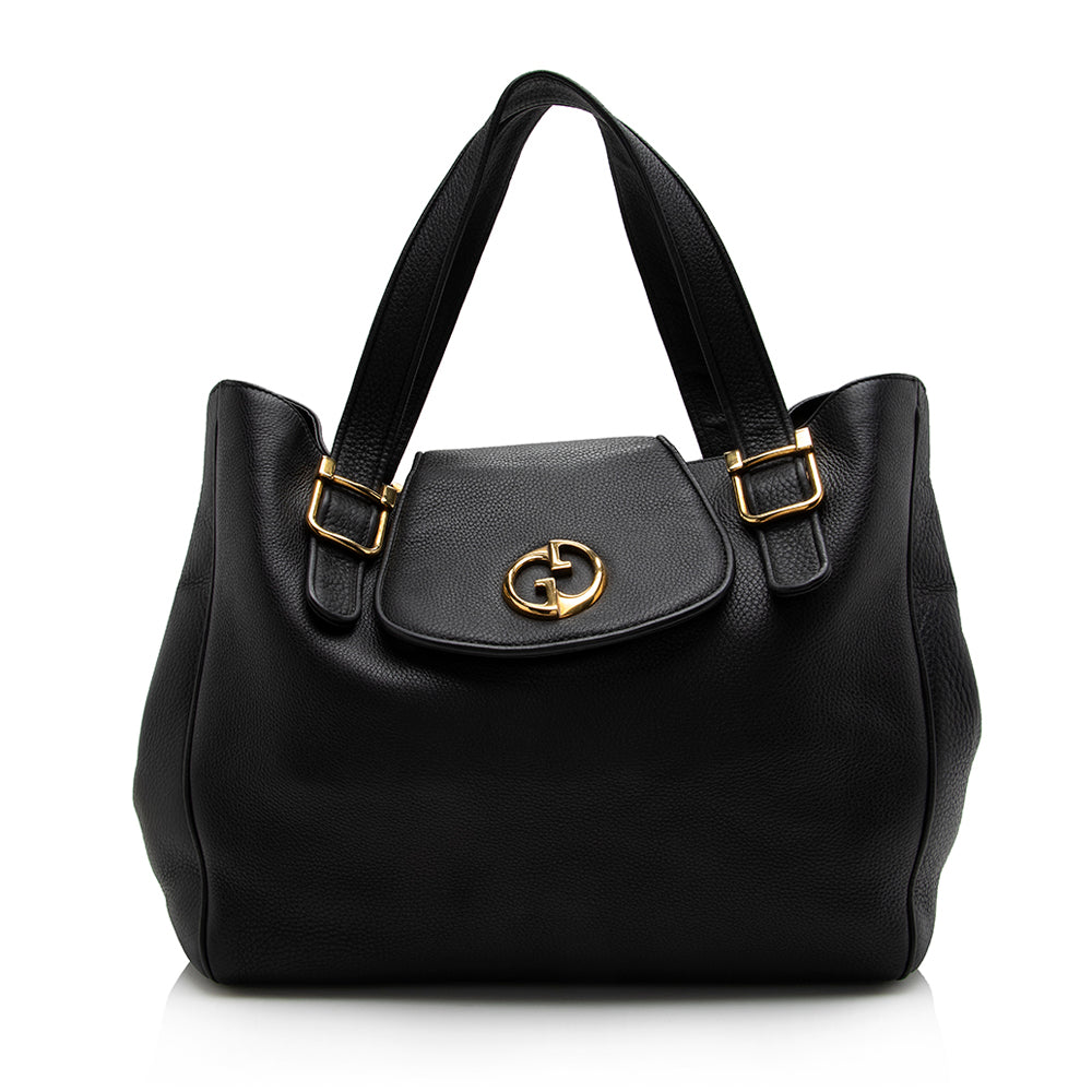 Gucci Leather 1973 Medium Tote (SHF-17493)