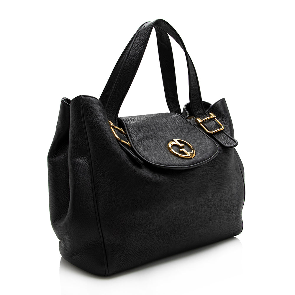 Gucci Leather 1973 Medium Tote (SHF-17493)